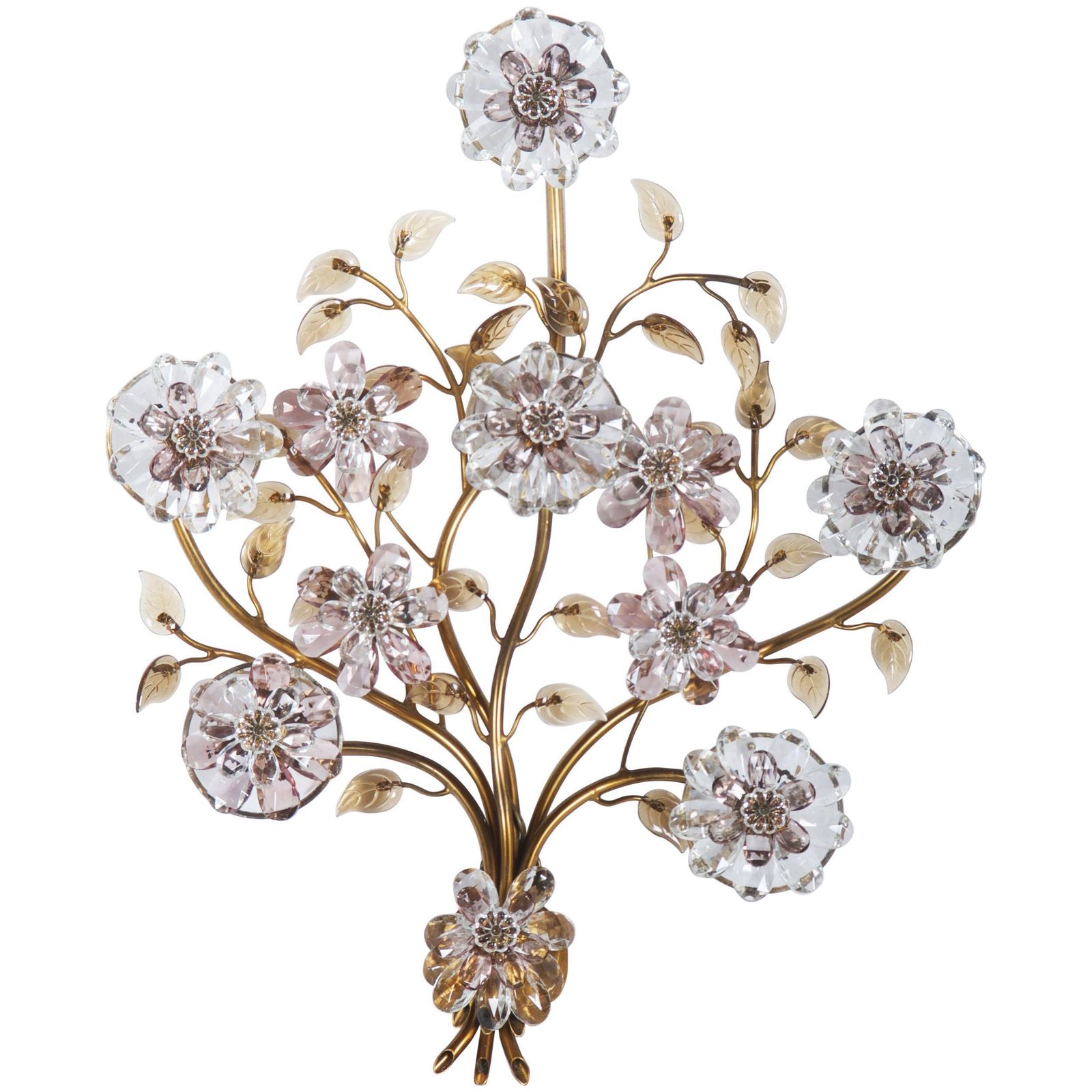 Sconce With Glass Flowers By Oswald Haerdtl For J. & L. Lobmeyr