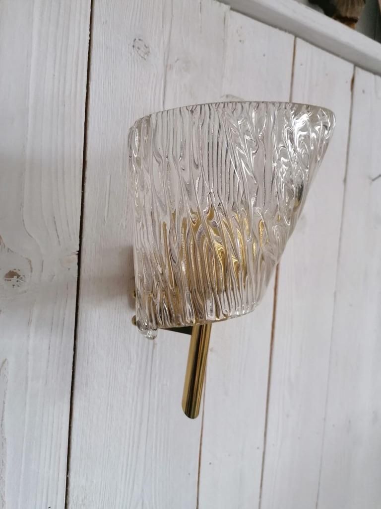 Pair Of Mid Century Structured Glass Wall Lamps Sconces By J. T. Kalmar photo for sale