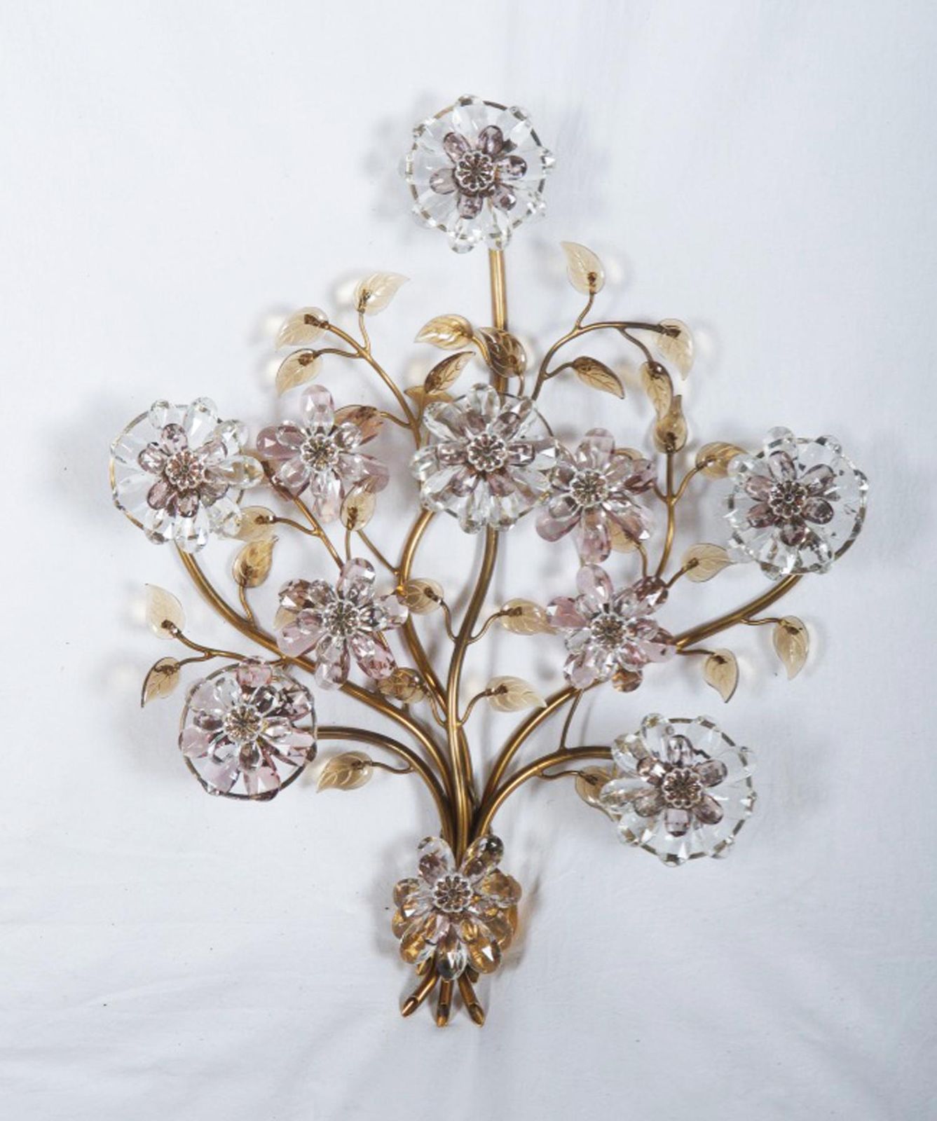 Sconce With Glass Flowers By Oswald Haerdtl For J. & L. Lobmeyr photo vinterior