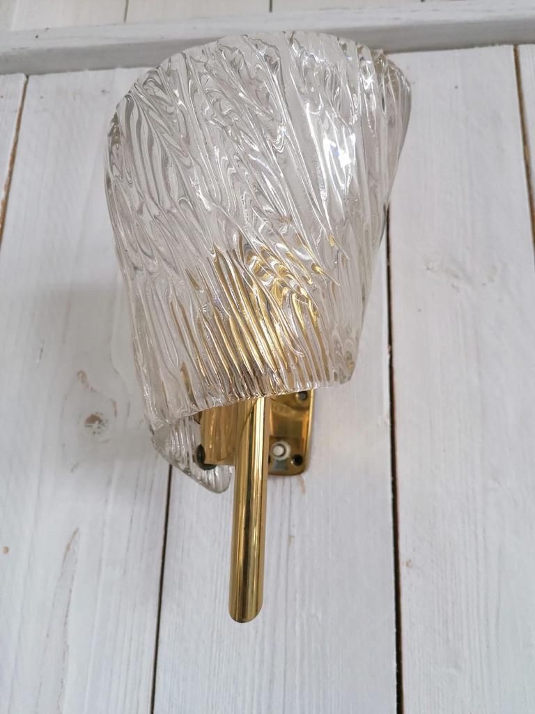 Pair Of Mid Century Structured Glass Wall Lamps Sconces By J. T. Kalmar photo 1999.0