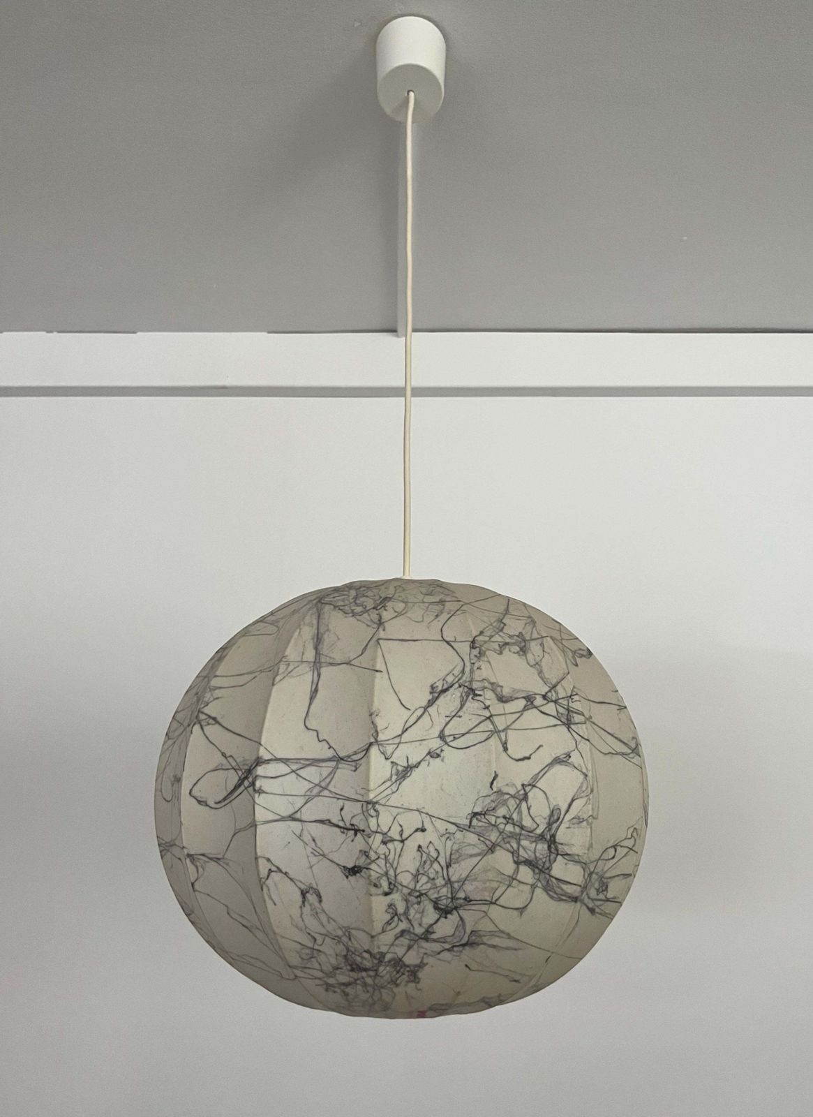 Italian Mid Century Cocoon Grey Chandelier By "Cocoon Crèation", 1970s photo furniture