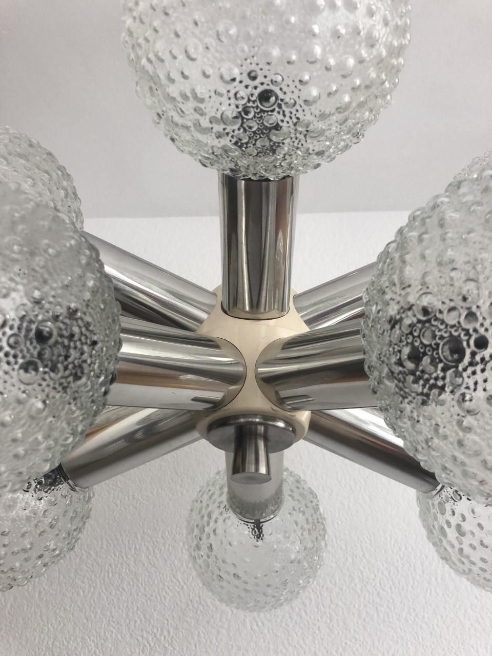 Midcentury German Sputnik Glass Balls Chandelier, 1970s photo vintage