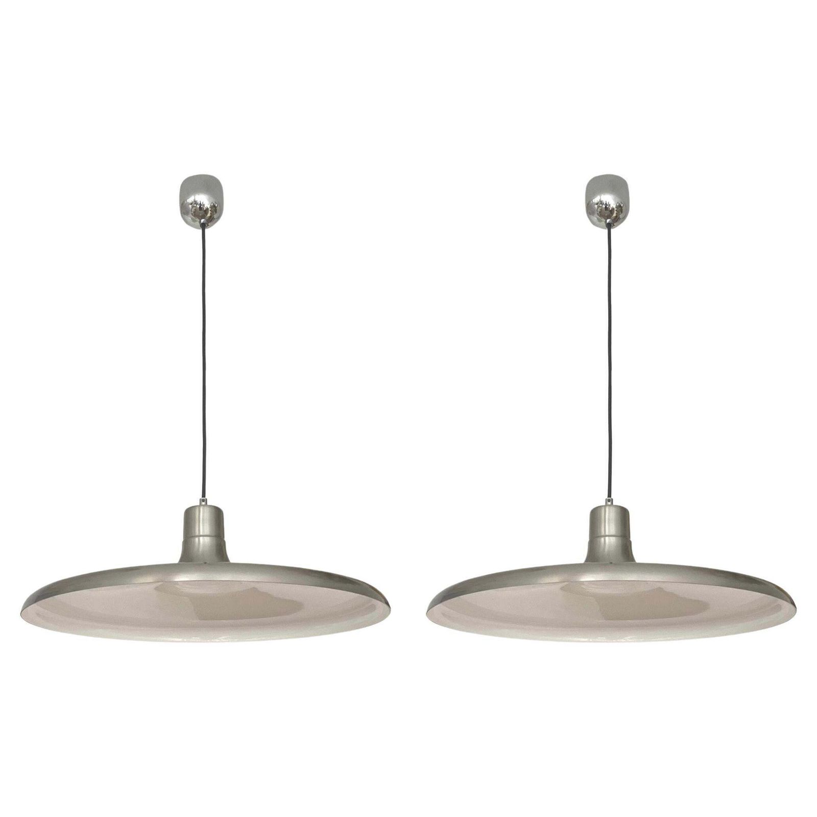 Mid Century Pair Of Metal Chandeliers By Leonardo Marelli For Estiluz, 1970s