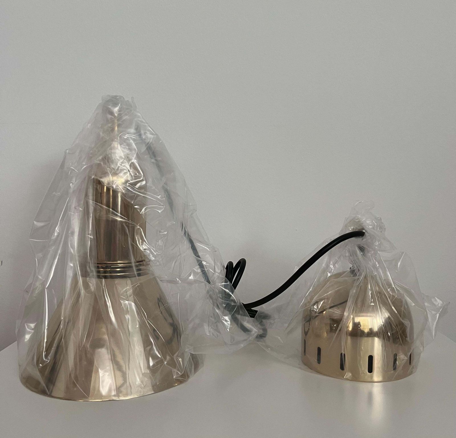 photo furniture Mid Century Set Of Three Gold Chandeliers By Estiluz, Barcelona, 1970s