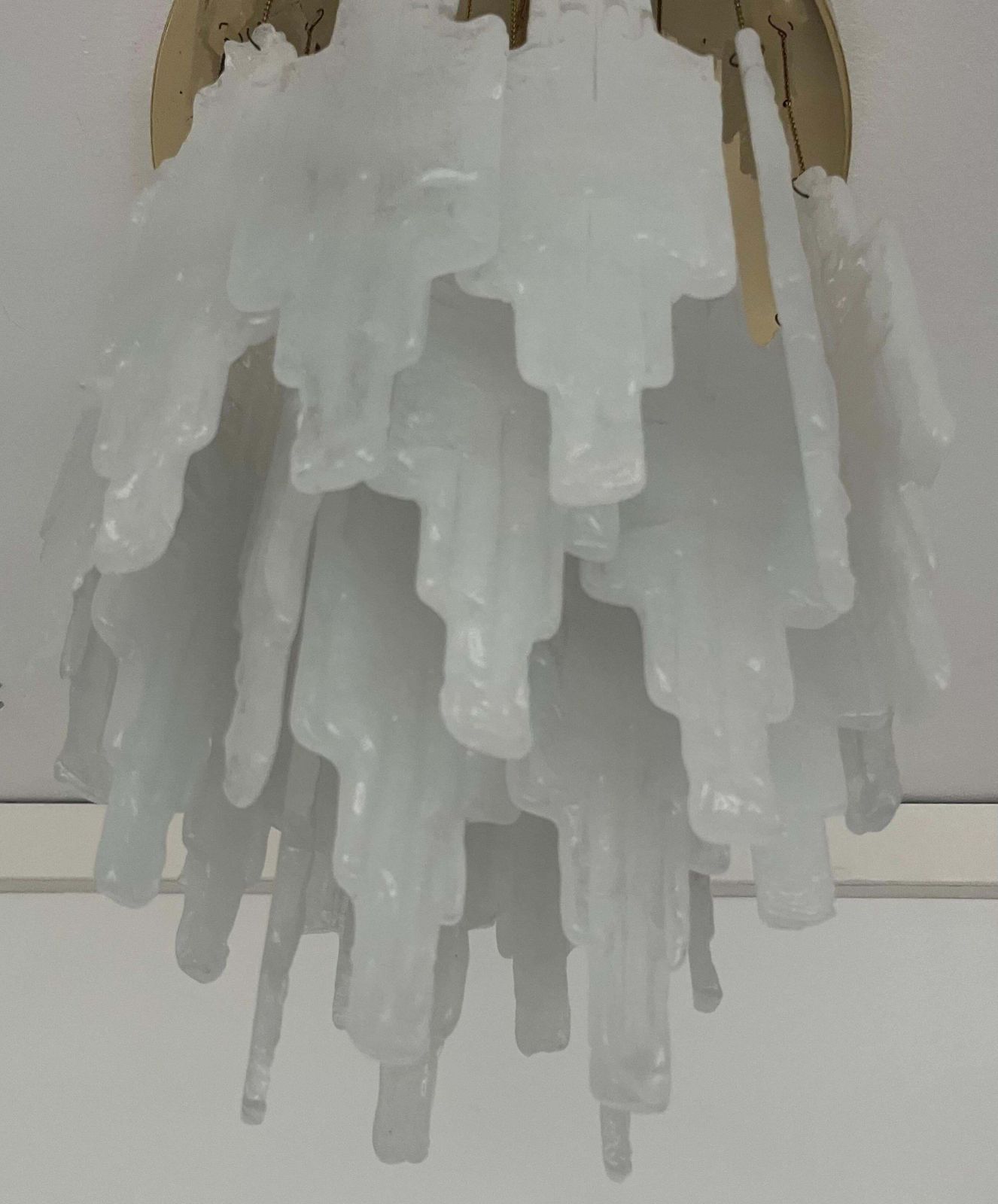 photo buy Italian Mid Century Snow White Murano Glass Chandelier By Poliarte, 1970s