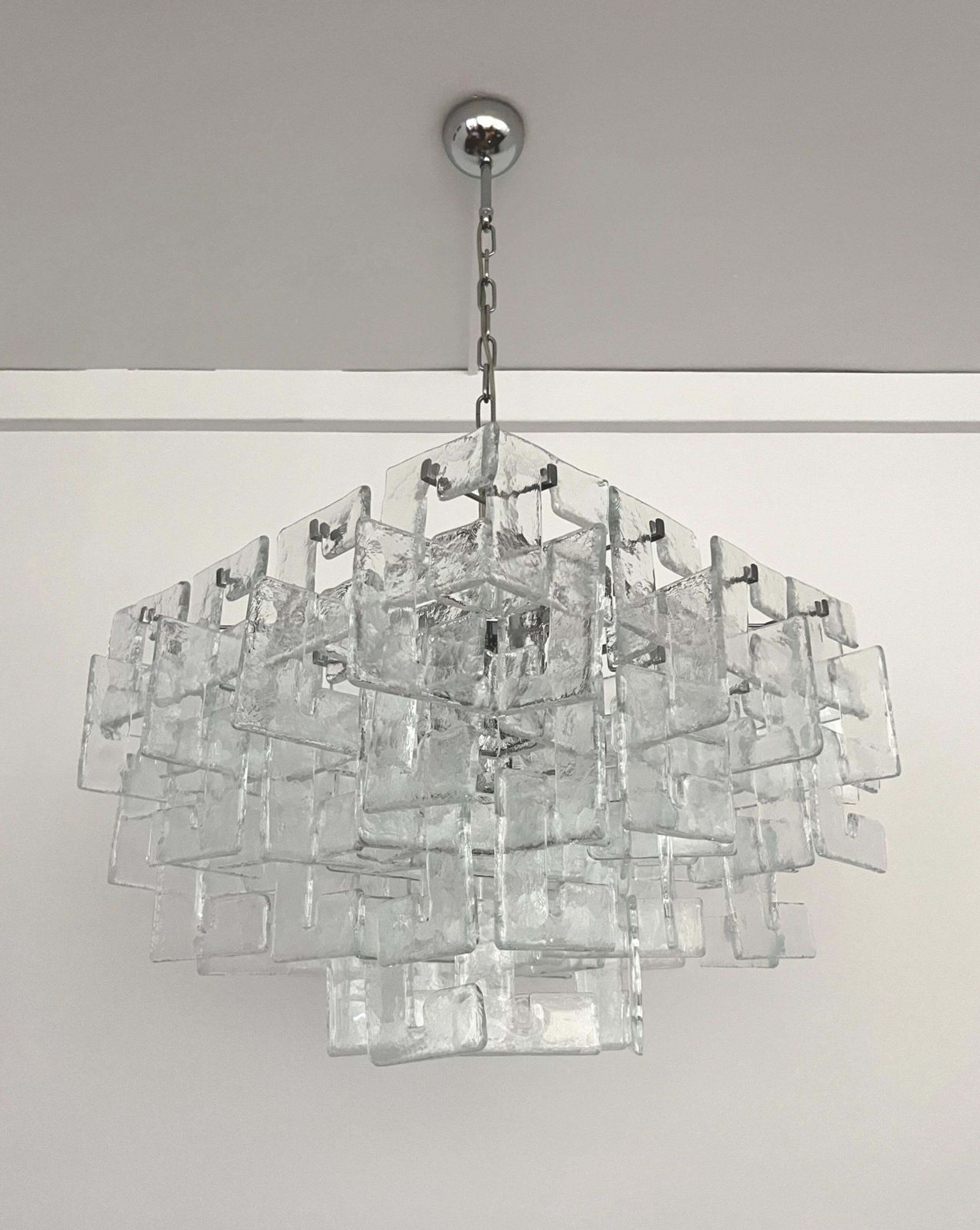 Italian Midcentury Interlocking Murano Chandelier By Carlo Nason, 1970s photo furniture