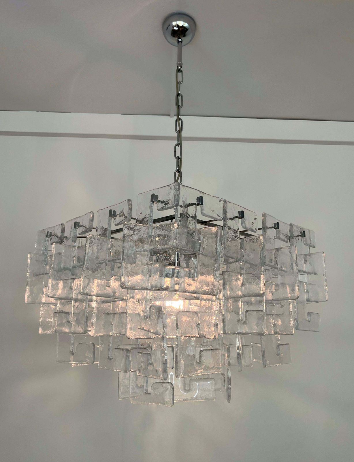 Italian Midcentury Interlocking Murano Chandelier By Carlo Nason, 1970s photo Lighting