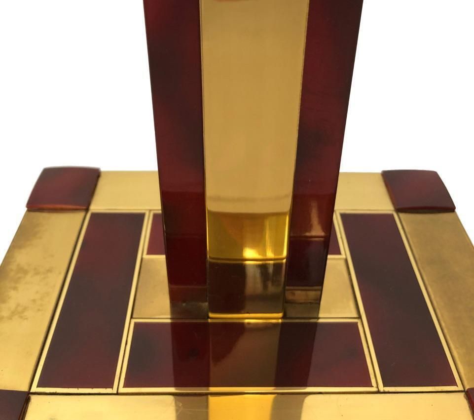Brass And Tortoiseshell Table Lamp By Willy Rizzo For Lumica, 1970s photo 484.0