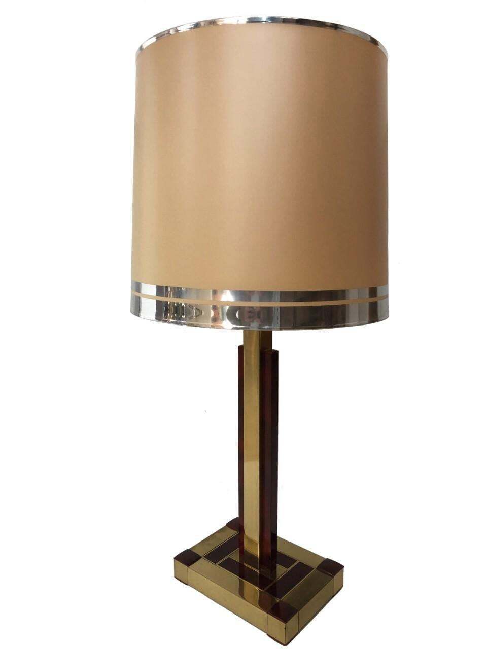 Brass And Tortoiseshell Table Lamp By Willy Rizzo For Lumica, 1970s photo buy