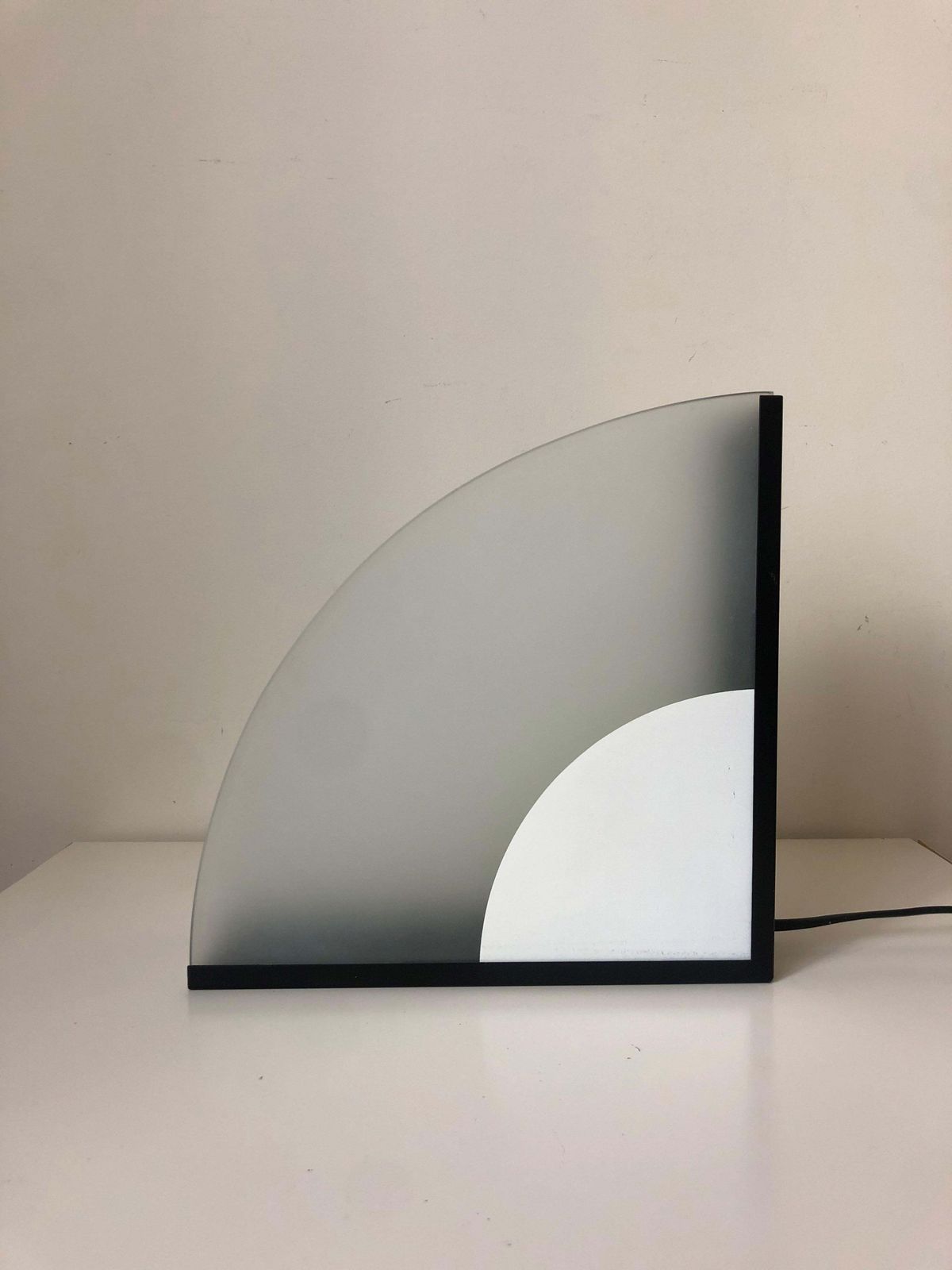 Italian Postmodern Pair Of White Black Glass And Metal Table Lamps, 1980s photo Lighting
