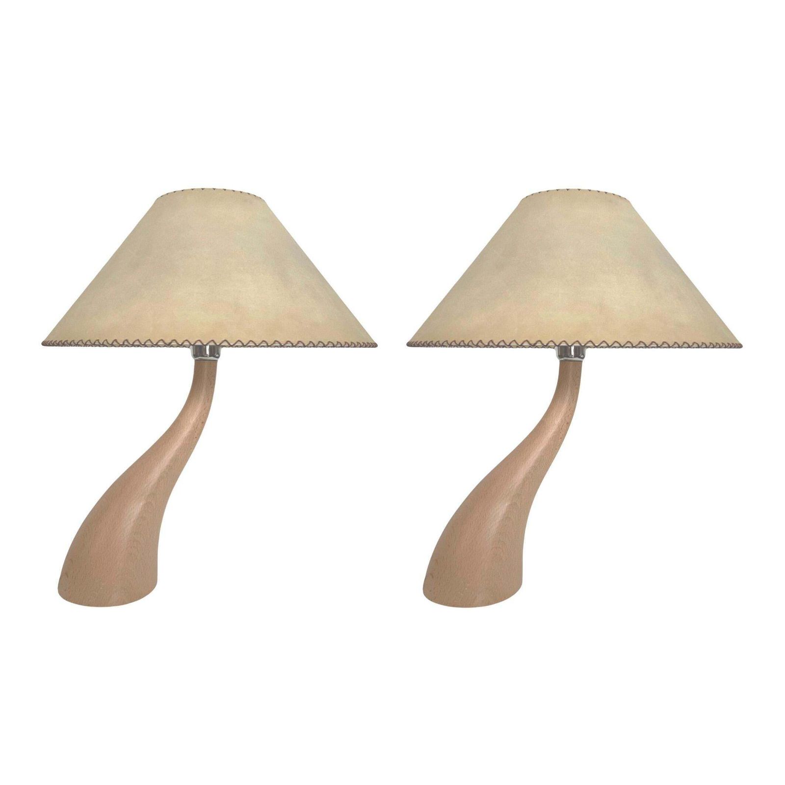 Postmodern Set Of Four "Bonsai" Wood Table Lamps By Blauet, Barcelona, 1990s photo 4913.0