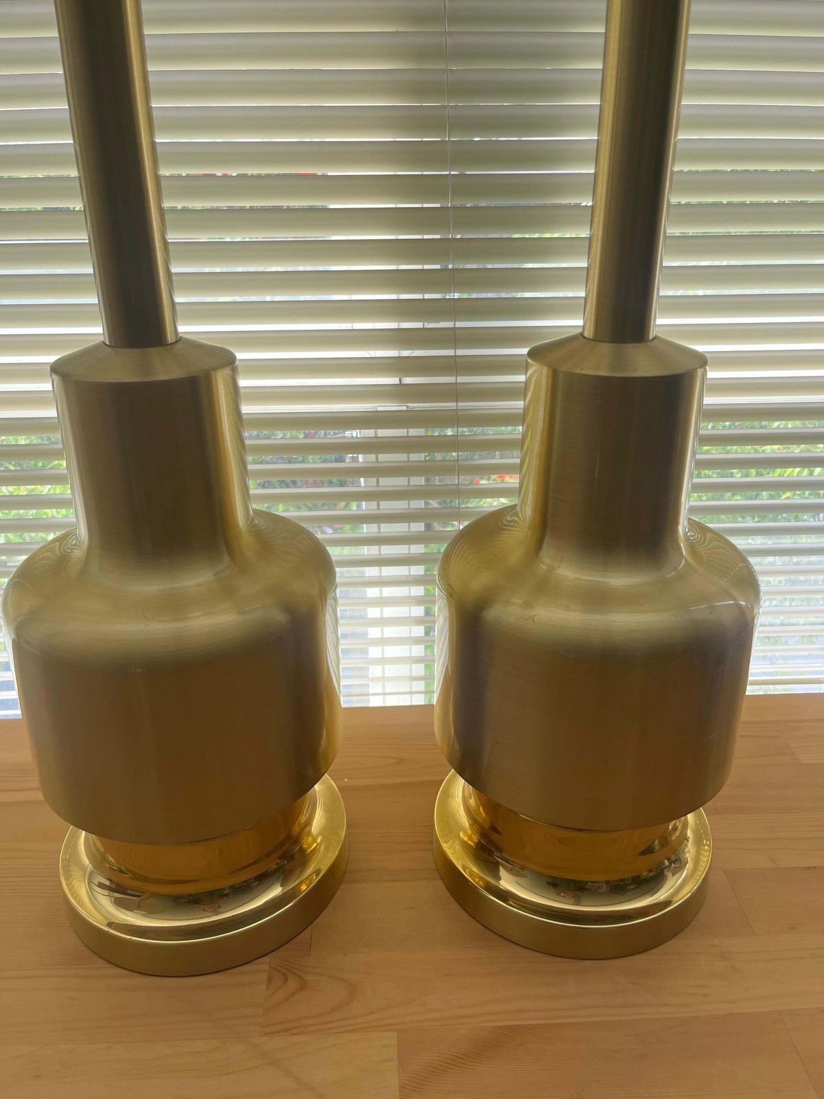 photo buy Large Pair Of Midcentury Golden Brass Spanish Table Lamps By Clar, 1970s