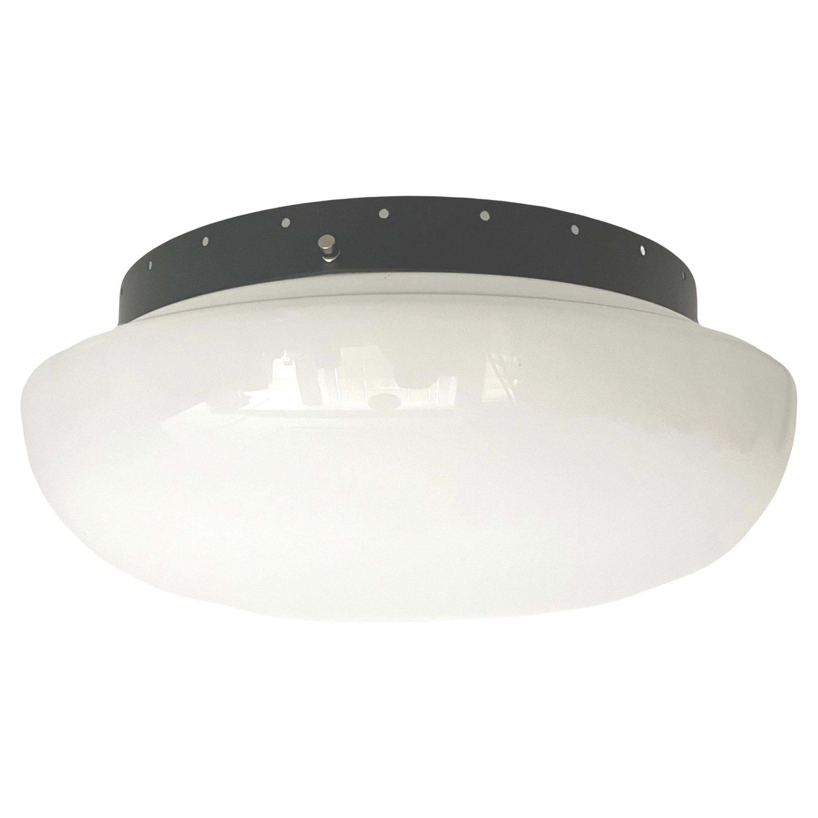Large Italian Mid Century Large White Glass Flush Mount By Veart, 1970s