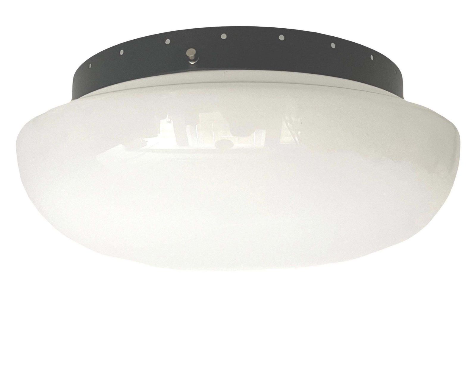 Large Italian Mid Century Large White Glass Flush Mount By Veart, 1970s photo furniture