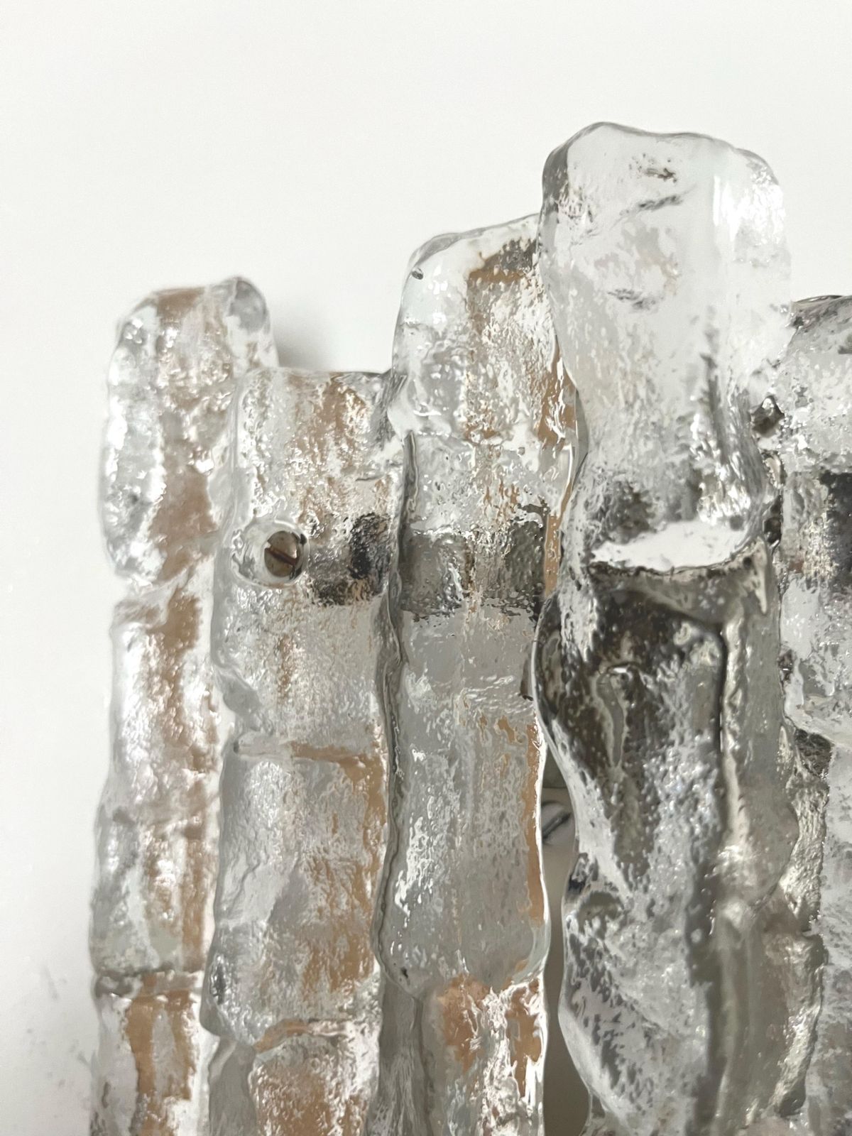 Austrian Midcentury "Sierra" Ice Glass Pair Of Wall Sconces By Kalmar, 1970s photo buy