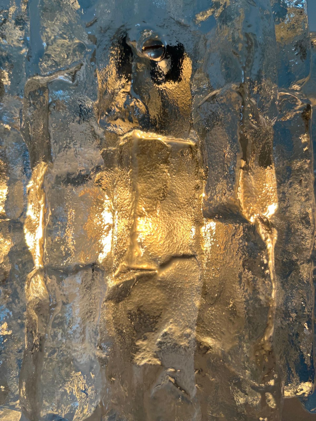 photo for sale Austrian Midcentury "Sierra" Ice Glass Pair Of Wall Sconces By Kalmar, 1970s