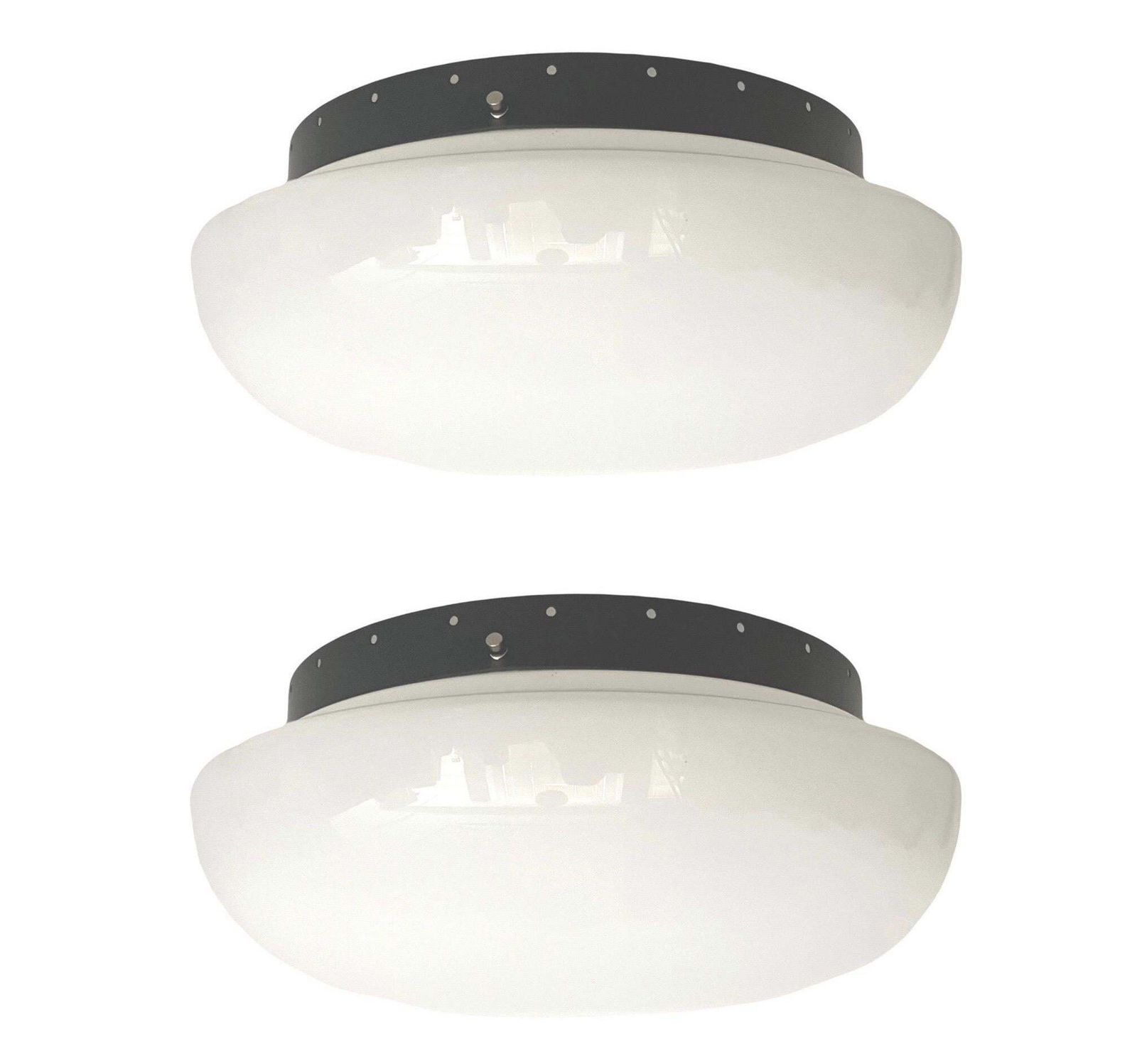 2544.0 Large Italian Mid Century Large Pair Of White Glass Wall Sconces By Veart, 1970s photo