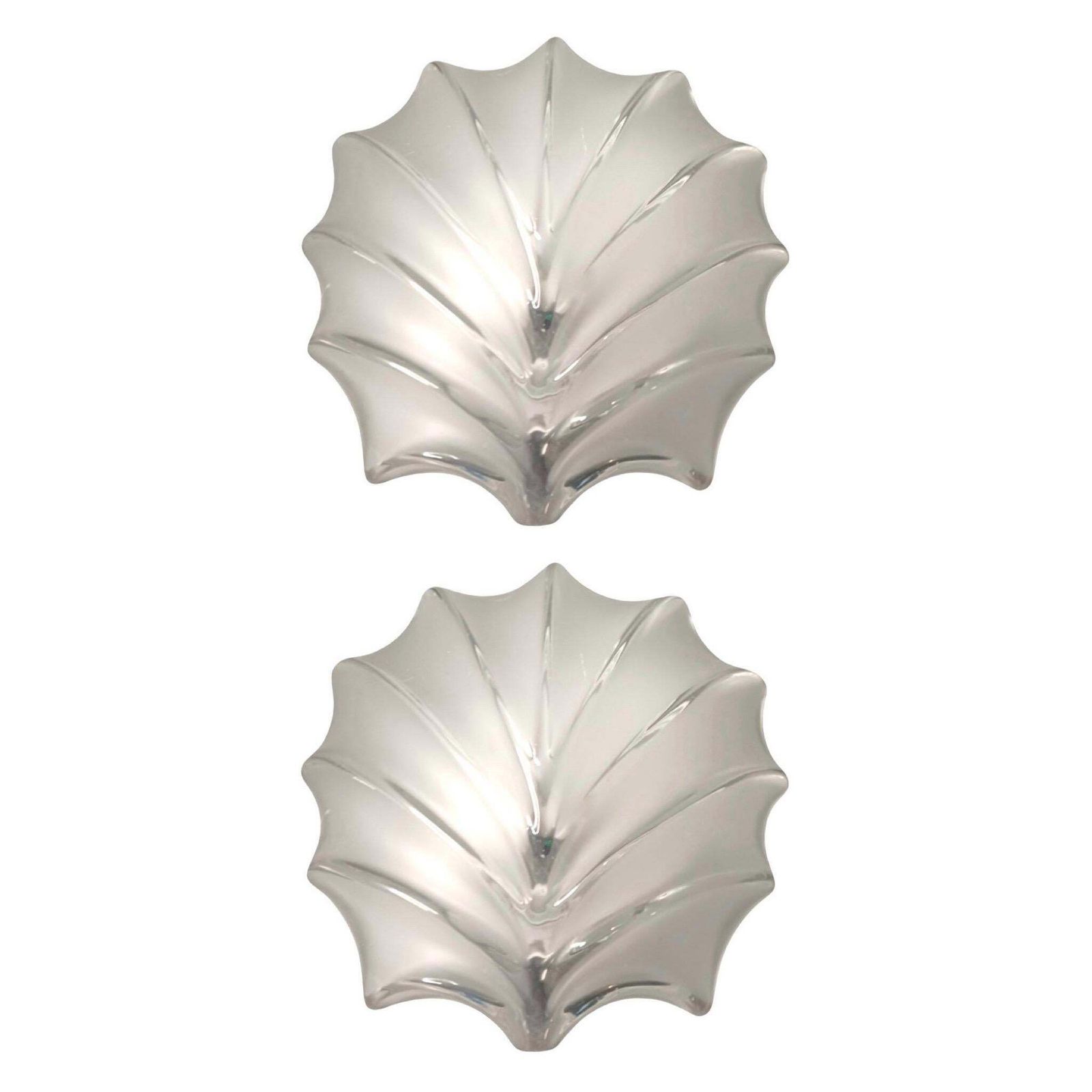 German Mid Century Shell Clear Glass Pair Of Wall Sconces By Hillebrand, 1970s photo furniture