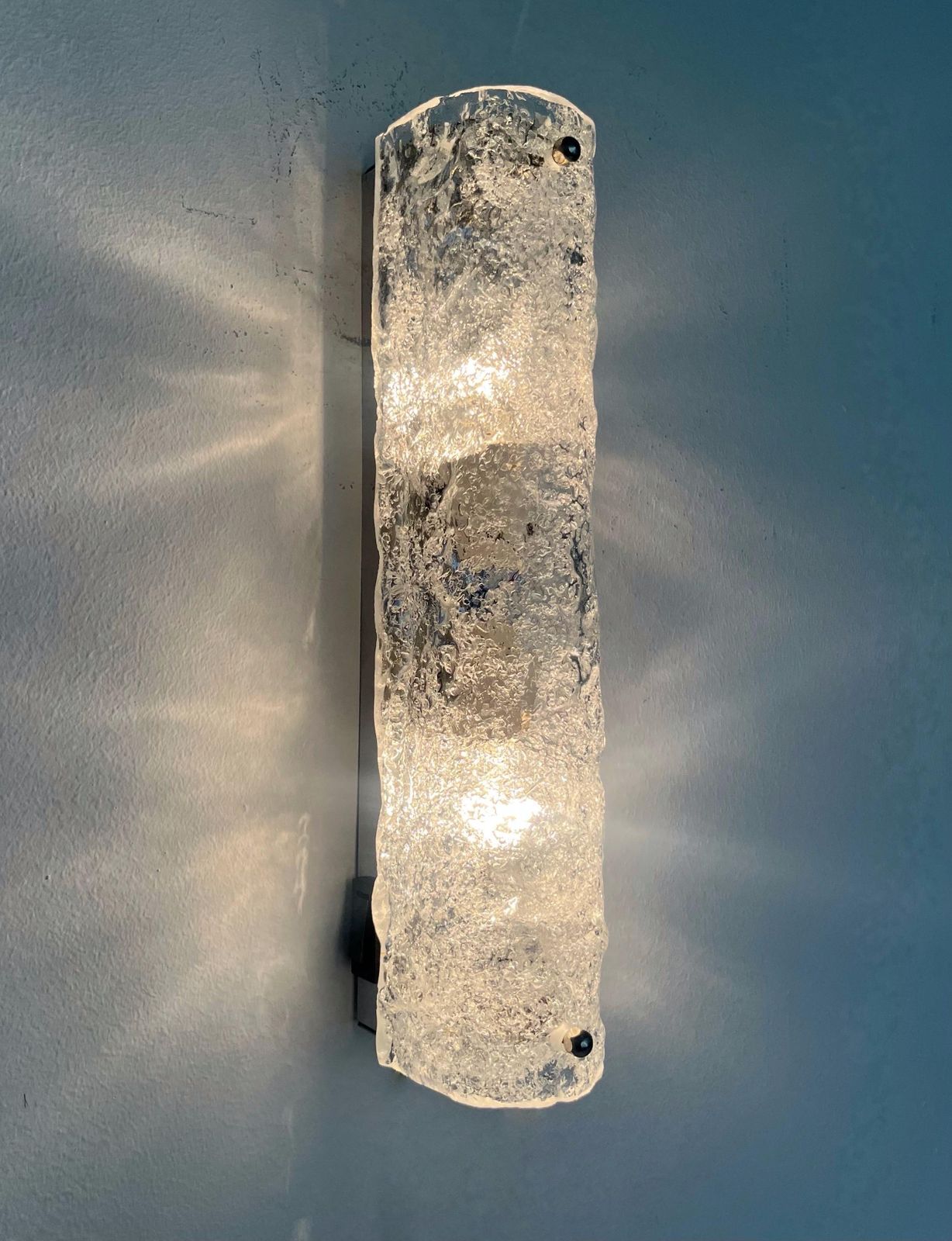 photo furniture German Midcentury Set Of Four Murano Ice Glass Wall Sconces By Hillebrand, 1970s
