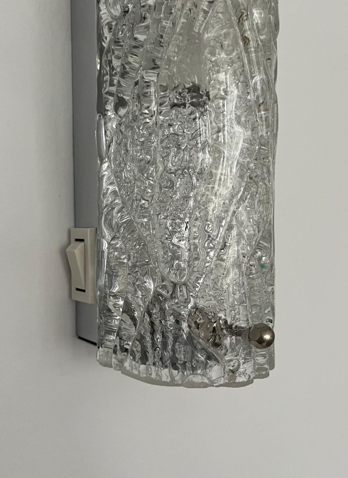German Midcenturry Pair Of Murano Ice Glass Wall Sconces By Hillebrand, 1970s photo Lighting