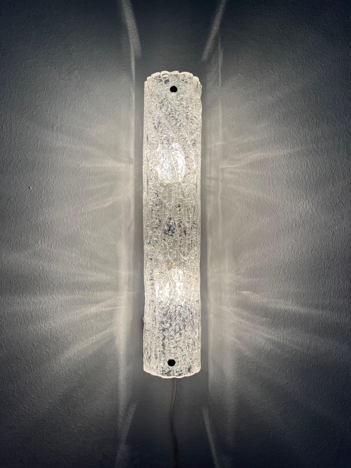 Lighting German Midcenturry Pair Of Murano Ice Glass Wall Sconces By Hillebrand, 1970s photo