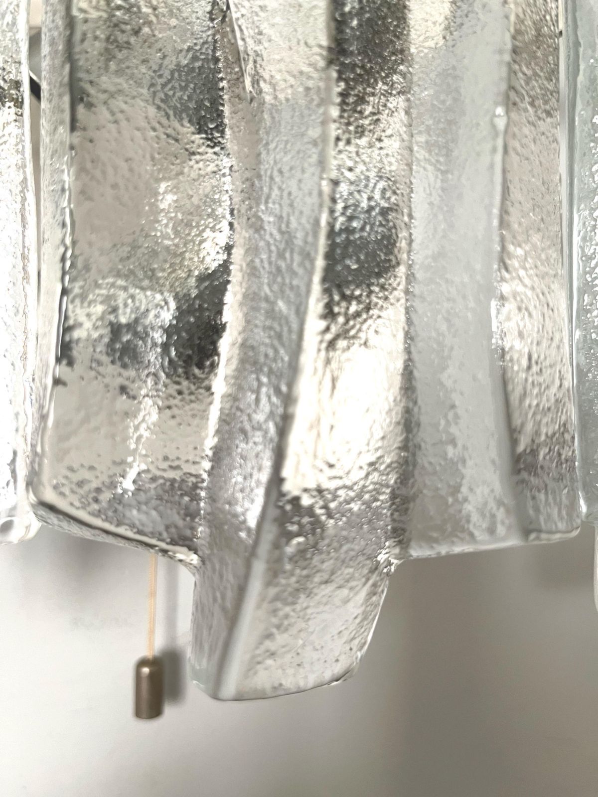 photo furniture Austrian Midcentury Pair Of Ice Glass "Fuego" Wall Sconces By Kalmar, 1970s