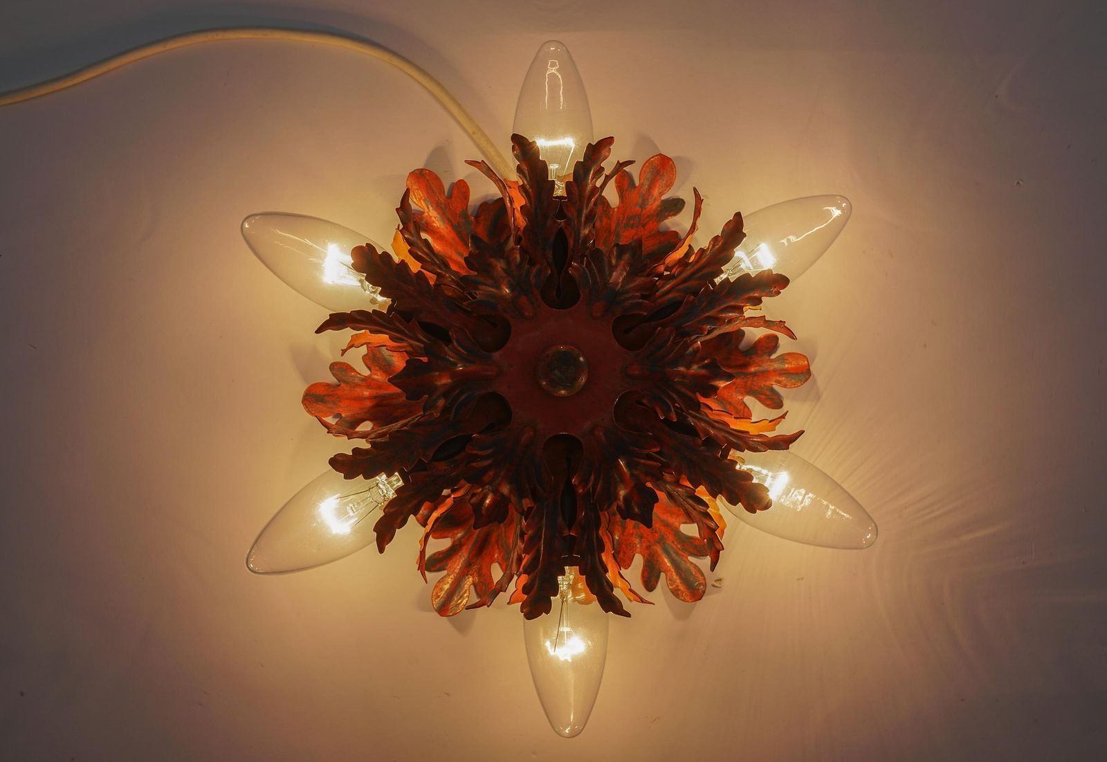 Red Florentine Ceiling Lamp By Banci Firenze, 1960s photo for sale