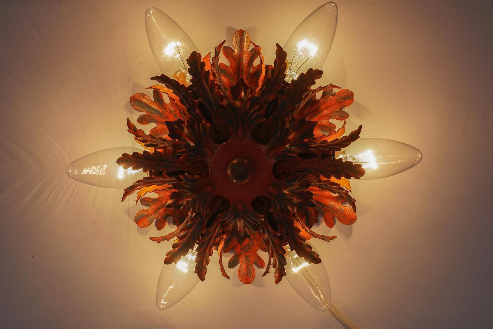 photo furniture Red Florentine Ceiling Lamp By Banci Firenze, 1960s