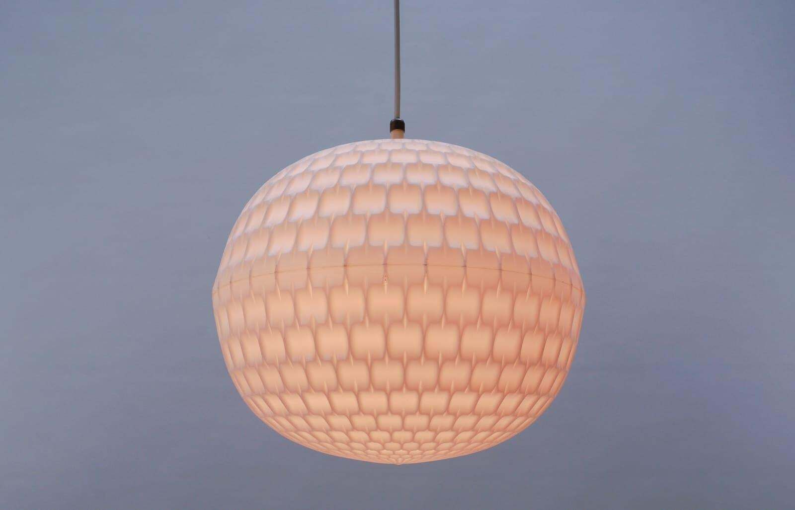 White Acrylic Pendant Golf Ball Lamp By Aloys F. Gangkofner, Erco Leuchten 1960s photo Lighting