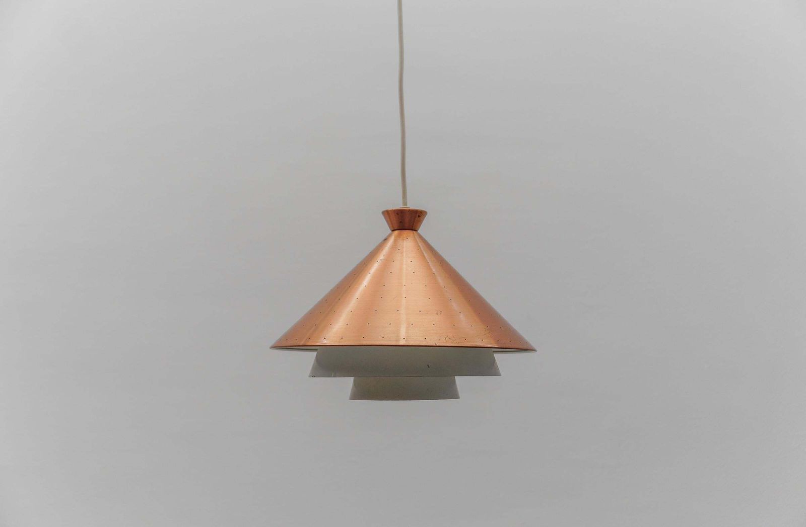 Scandinavian Perforated Copper Mid Century Modern Copper Ceiling Lamp, 1960s photo Lighting