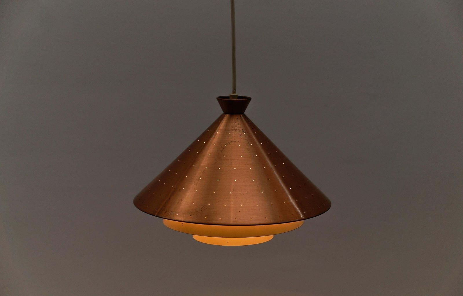 Scandinavian Perforated Copper Mid Century Modern Copper Ceiling Lamp, 1960s photo buy