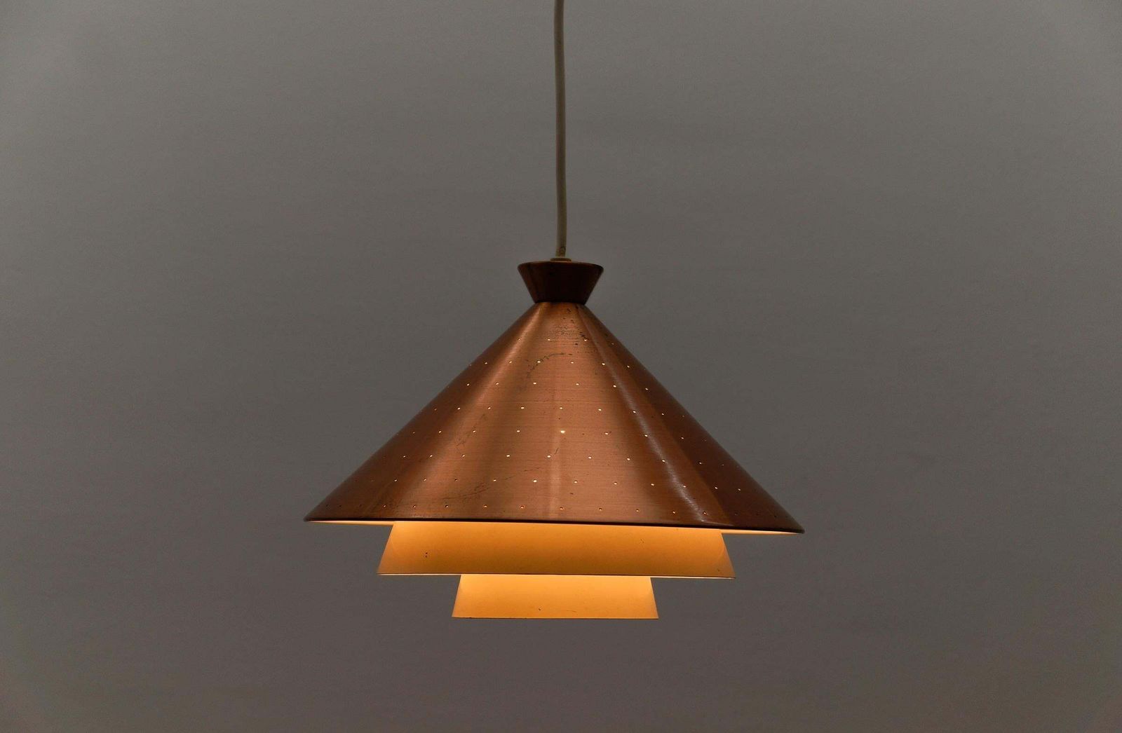 Scandinavian Perforated Copper Mid Century Modern Copper Ceiling Lamp, 1960s photo vintage