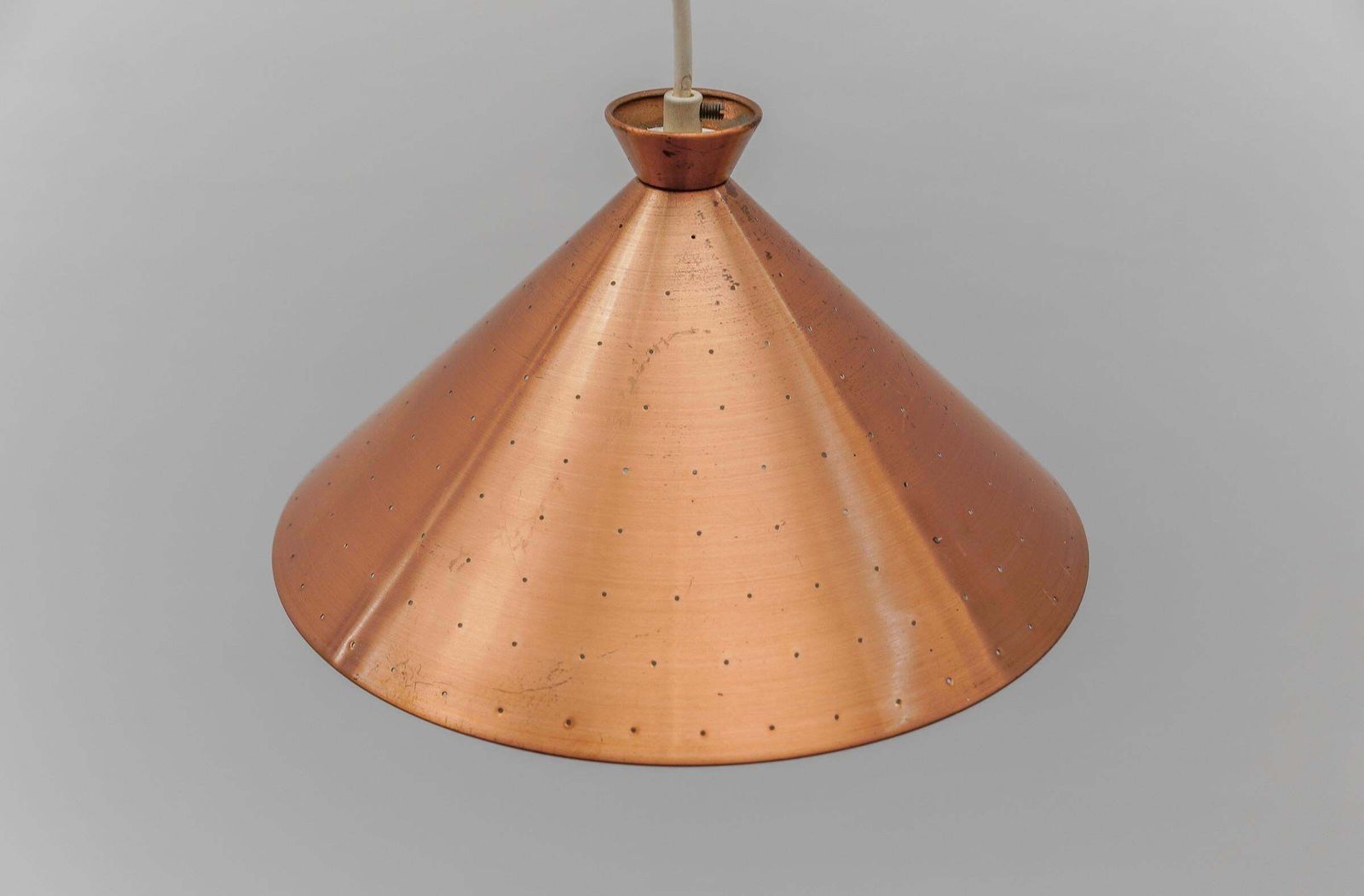 Lighting Scandinavian Perforated Copper Mid Century Modern Copper Ceiling Lamp, 1960s photo