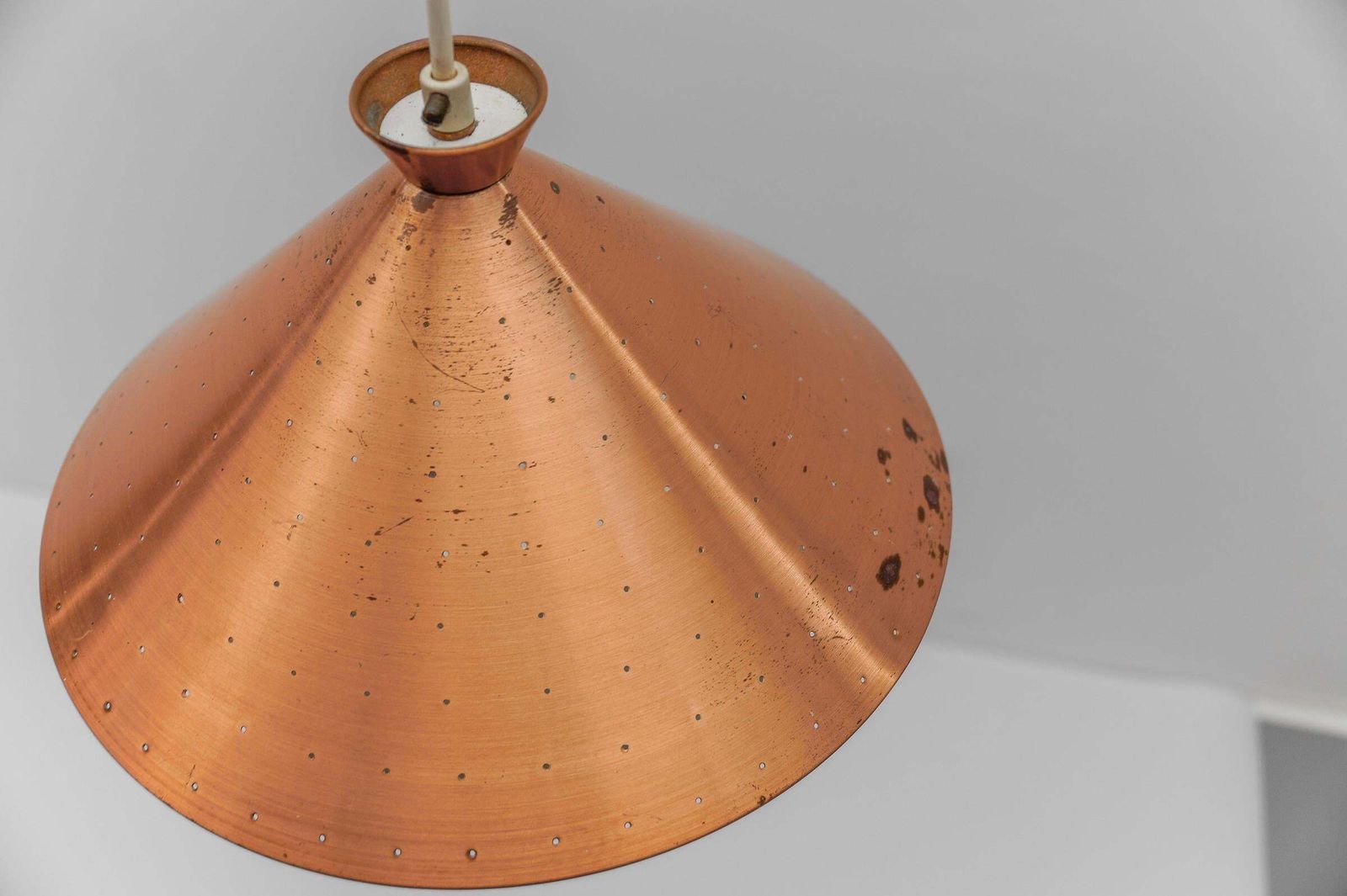 photo vinterior Scandinavian Perforated Copper Mid Century Modern Copper Ceiling Lamp, 1960s