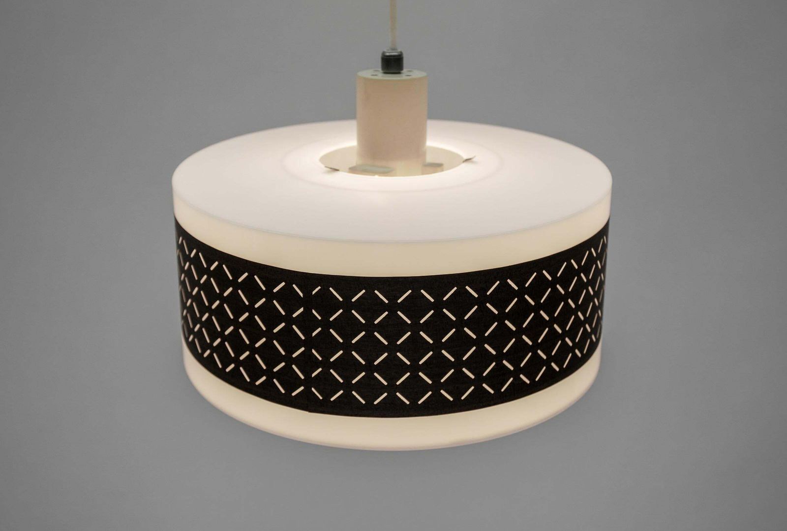 photo furniture Rare Brown & White Pendant Lamp By Aloys F. Gangkofner For Erco Leuchten