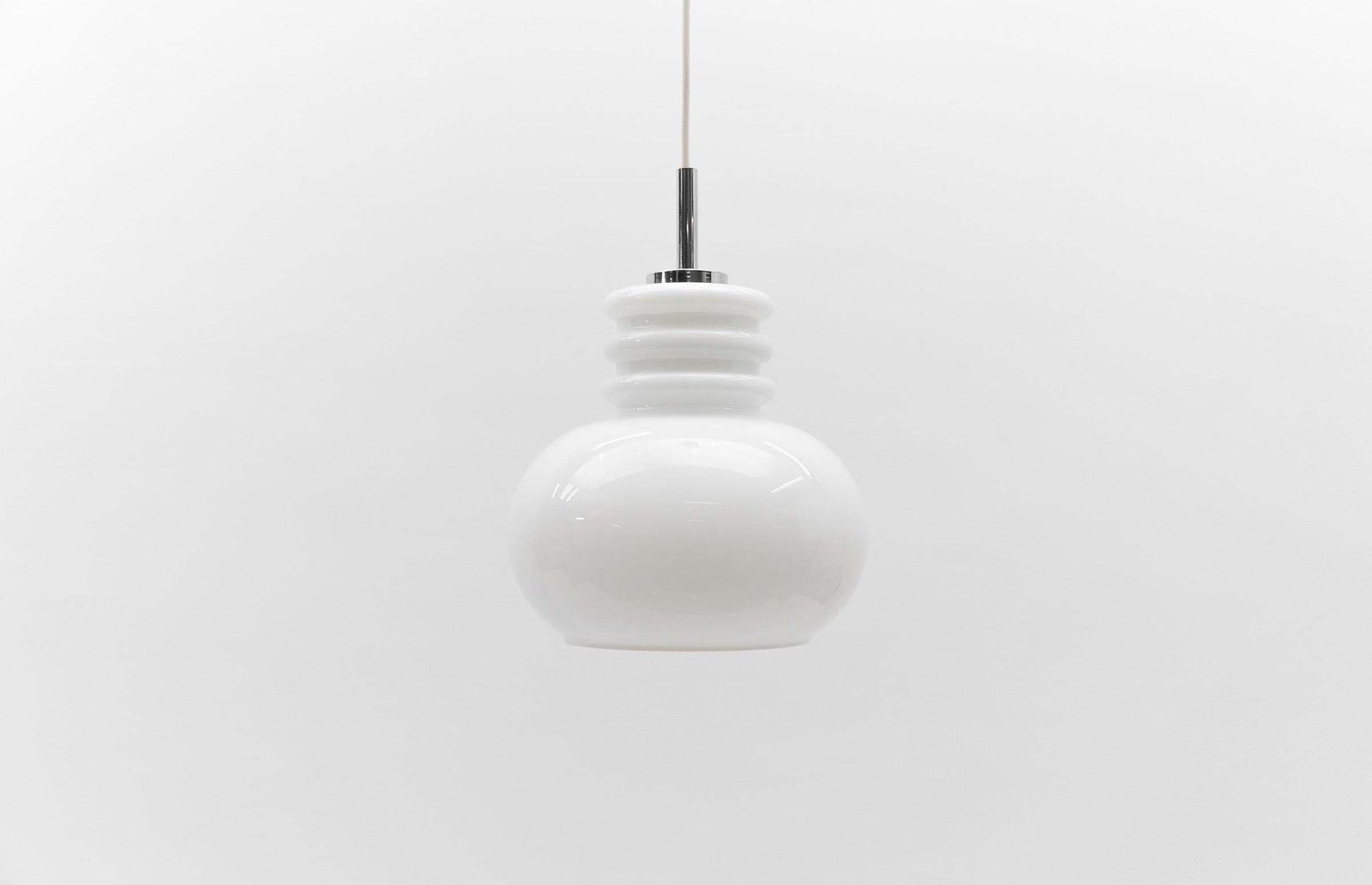Lovely White Glass Ceiling Lamp By Peill & Putzler, 1960s photo Lighting