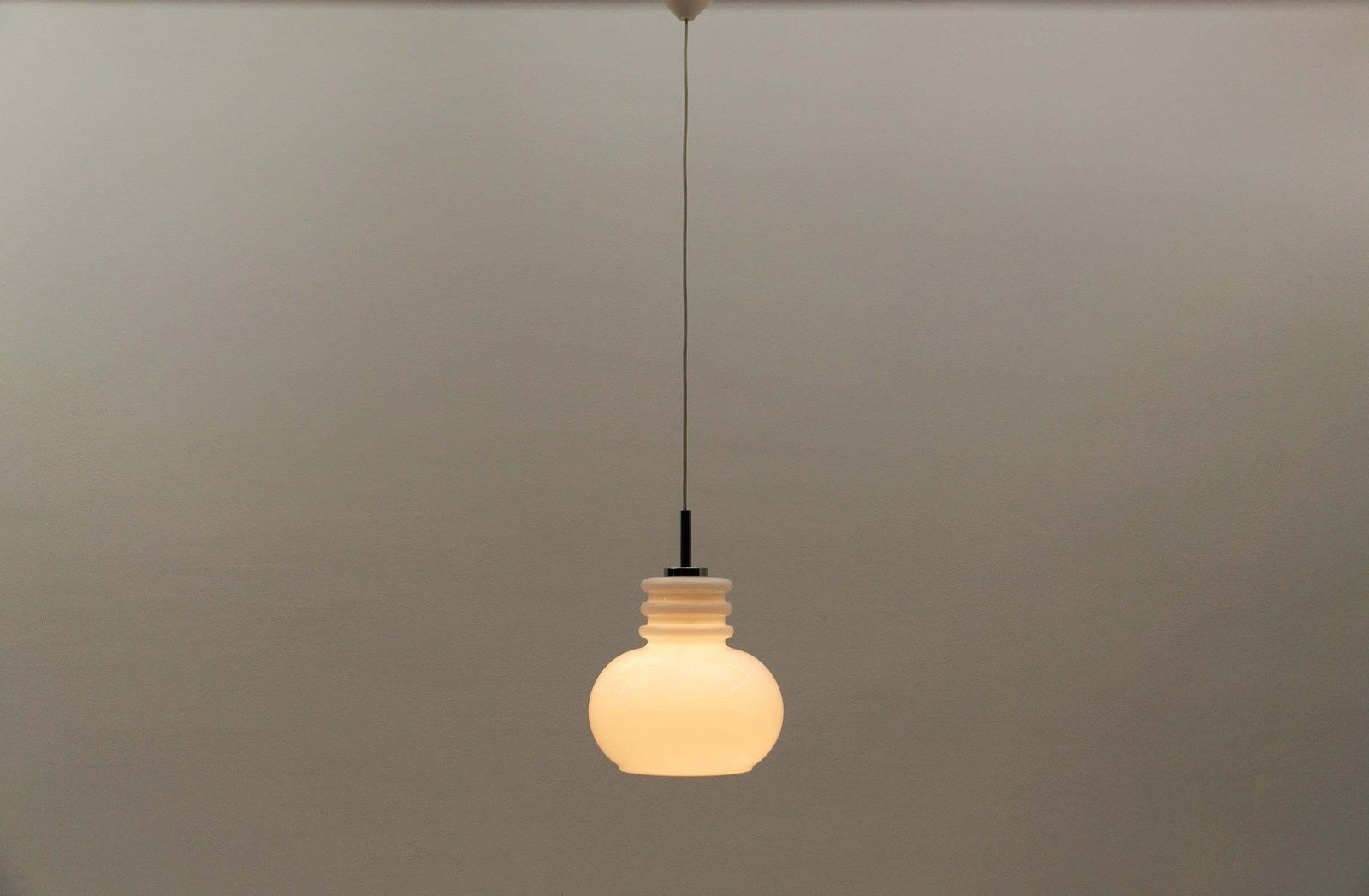 Lovely White Glass Ceiling Lamp By Peill & Putzler, 1960s photo buy