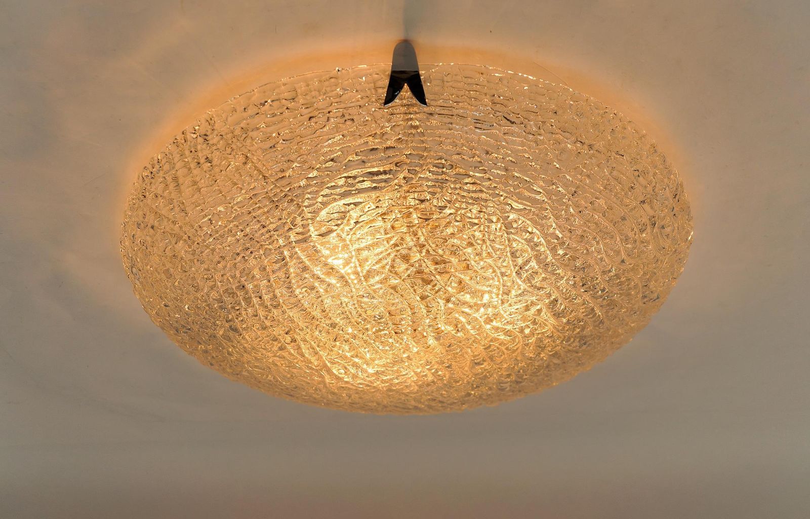 1. Of 2 Huge Glass Flush Mount By Kaiser Leuchten, 1960s Germany photo Lighting