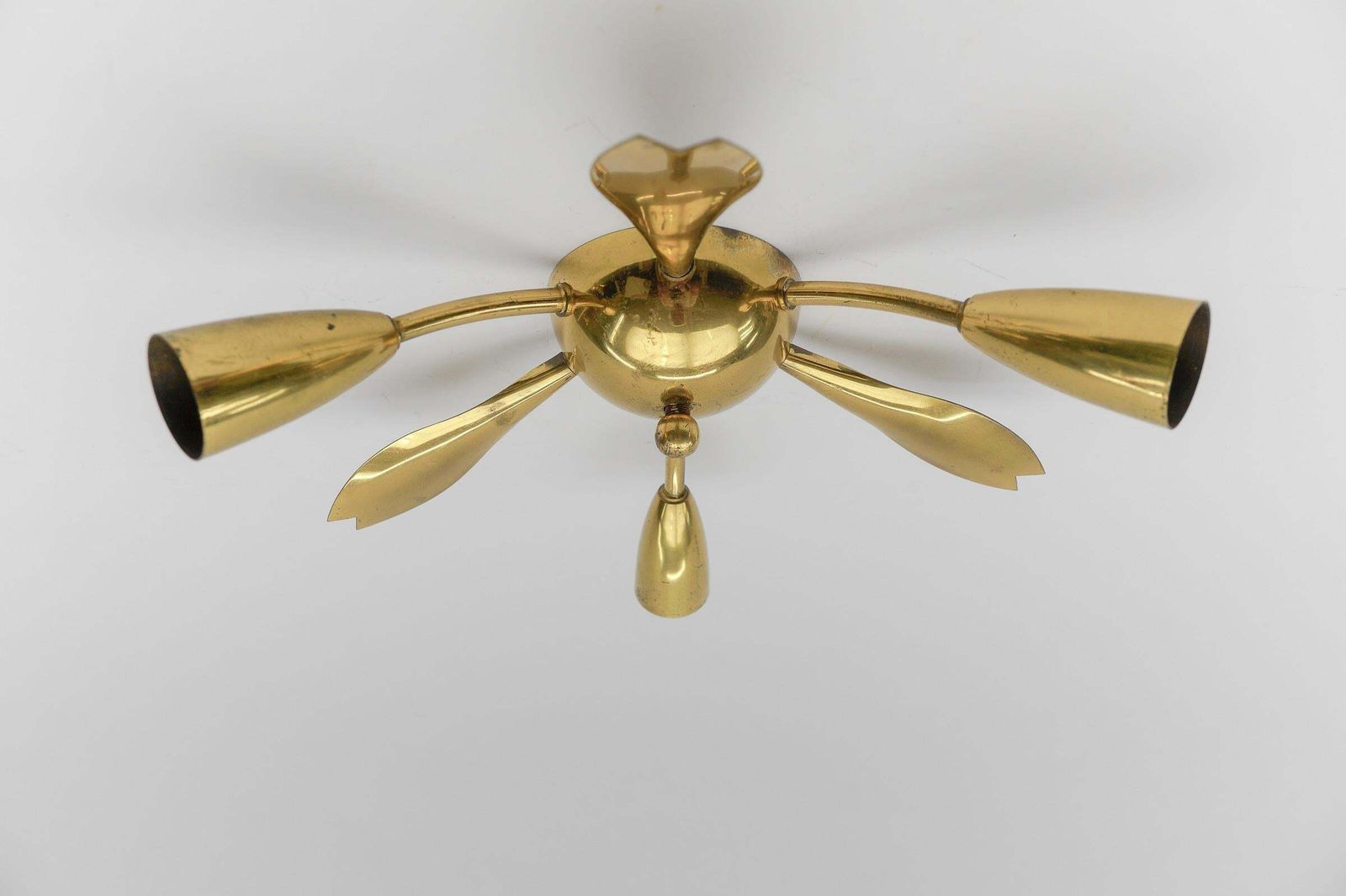 3. Of 4 Mid Century Modern 3 Armed Brass Sputnik Lamp, 1950s Austria photo furniture
