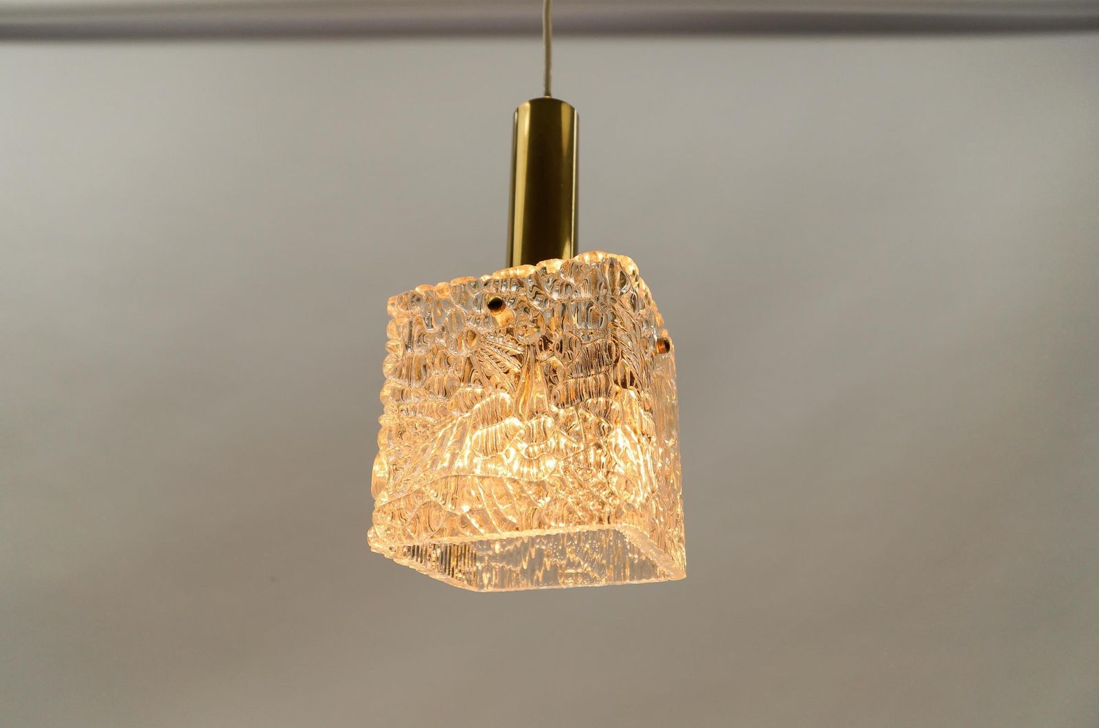 Petite Ice Glass Ceiling Lamp By Kalmar Franken Kg, Germany 1960s photo Lighting