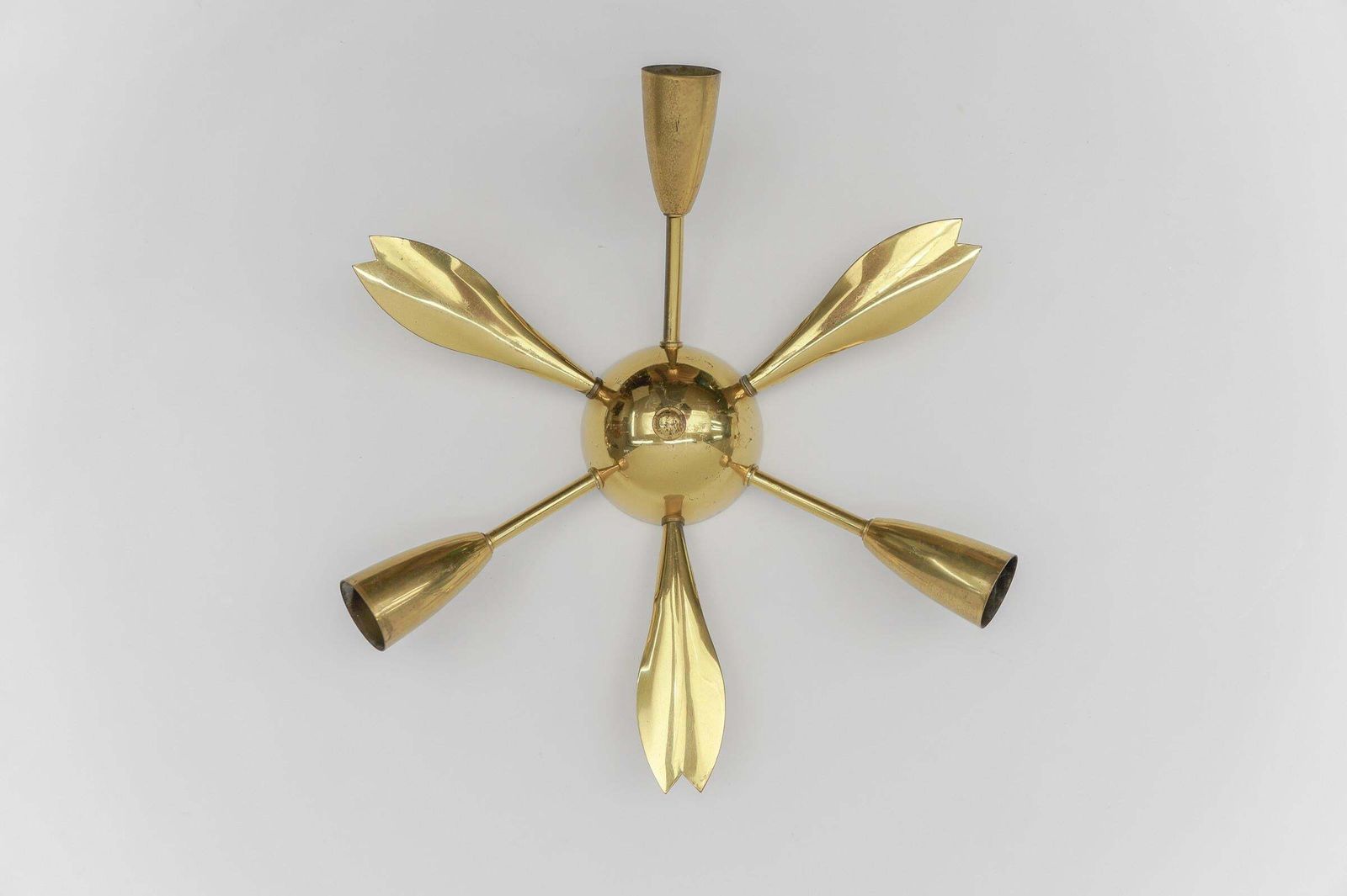 4. Of 4 Mid Century Modern 3 Armed Brass Sputnik Lamp, 1950s Austria photo Lighting
