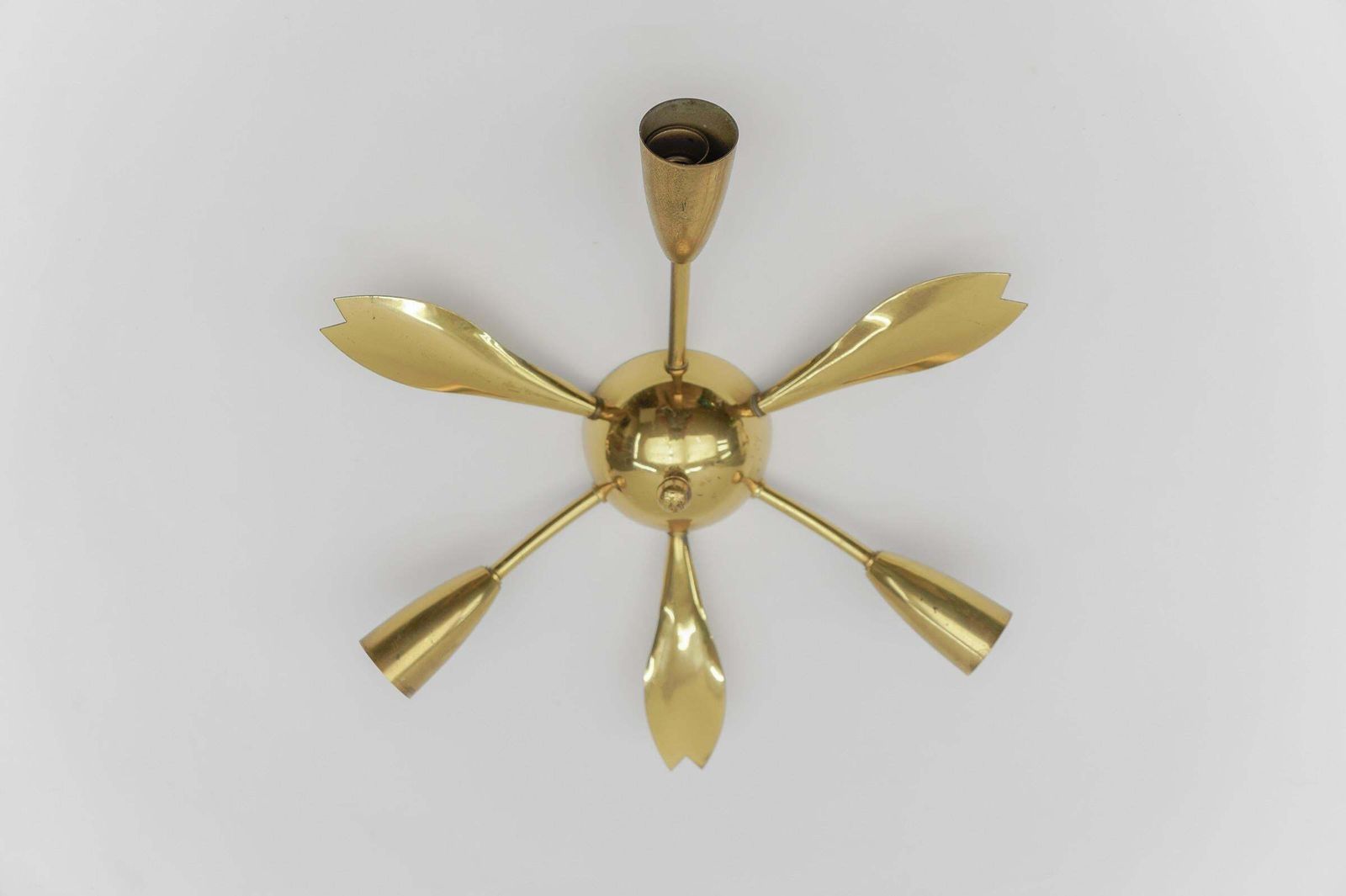 4. Of 4 Mid Century Modern 3 Armed Brass Sputnik Lamp, 1950s Austria photo 722.0