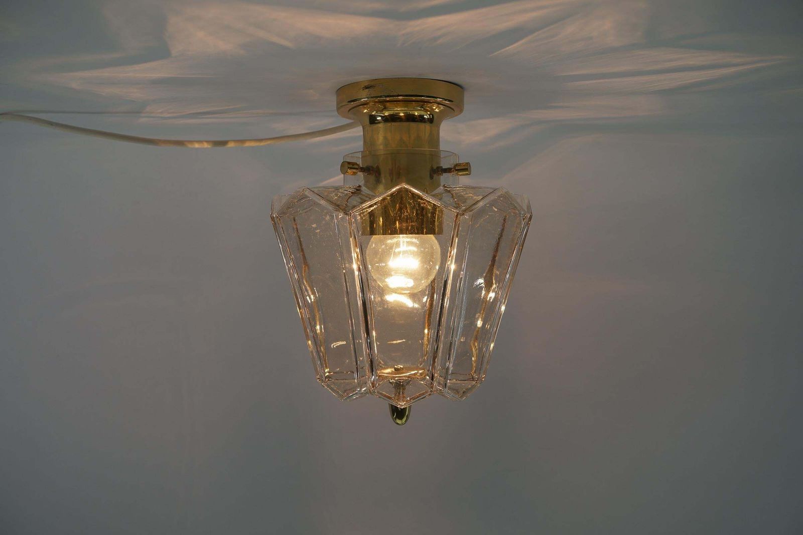 Lovely Ceiling Lamp In Smoked Glass By Limburg, Germany, 1960s photo Lighting