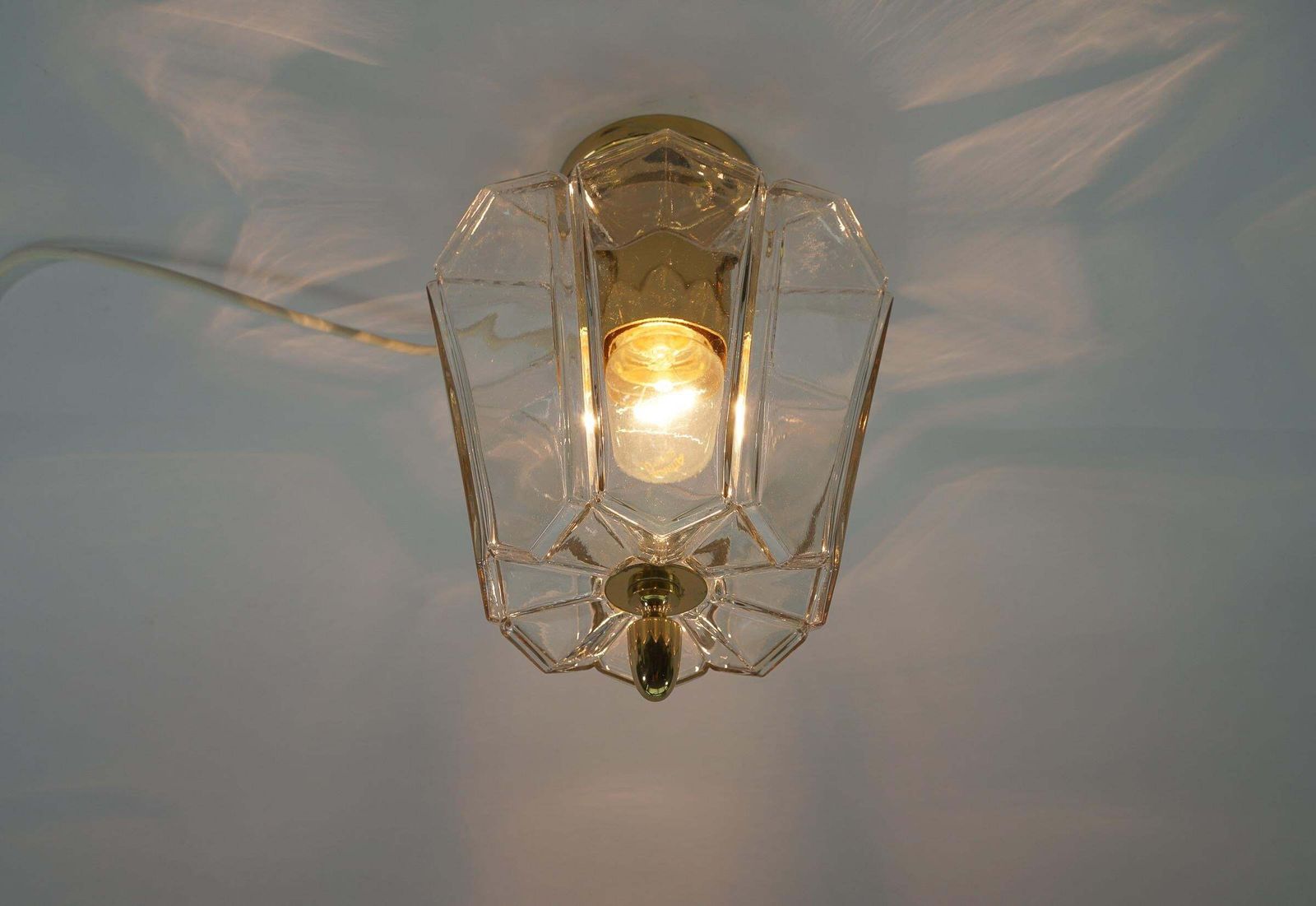 Lovely Ceiling Lamp In Smoked Glass By Limburg, Germany, 1960s photo vinterior