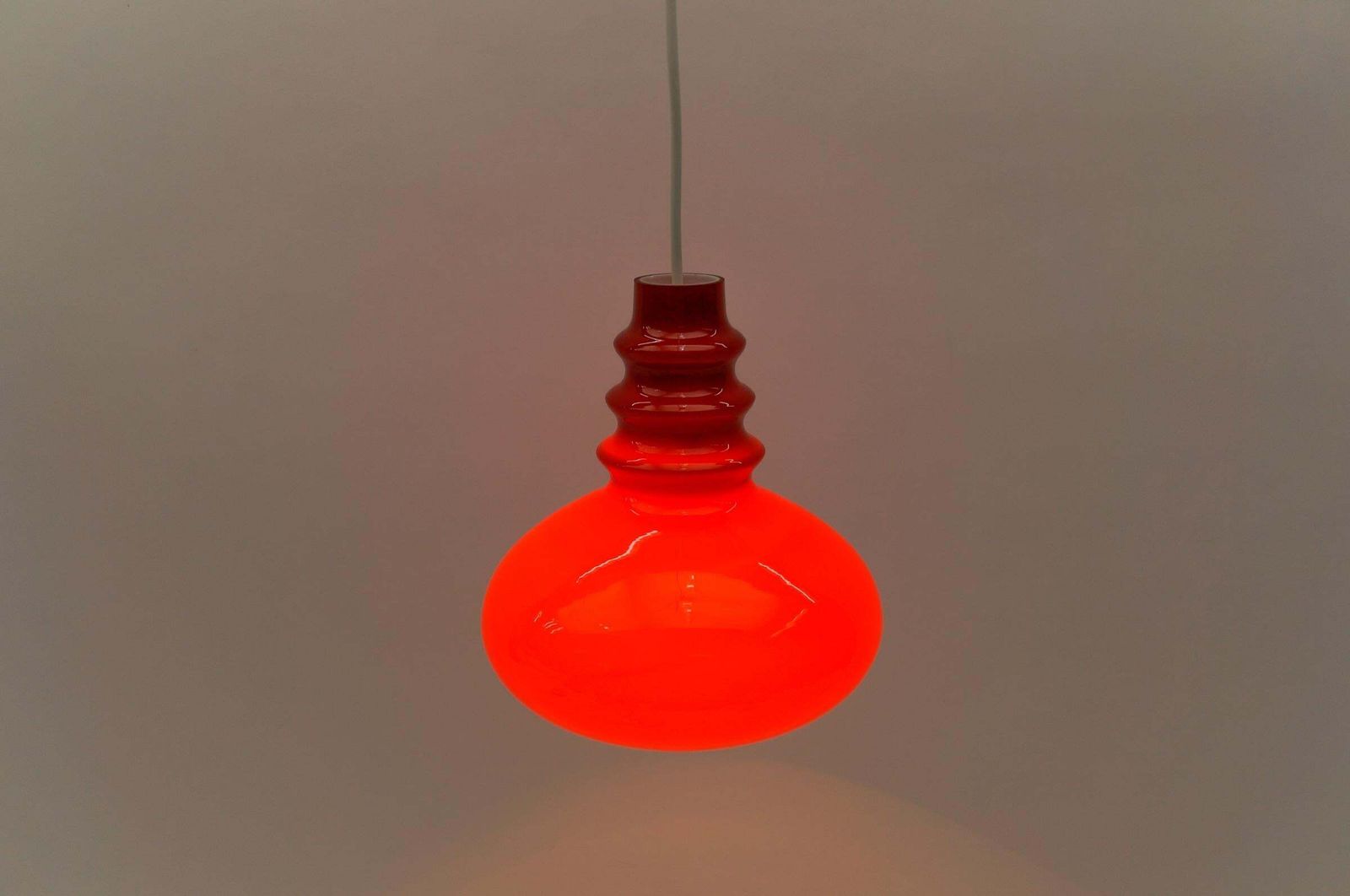 photo furniture Lovely Lipstick Red Glass Ceiling Lamp By Peill & Putzler, 1960s