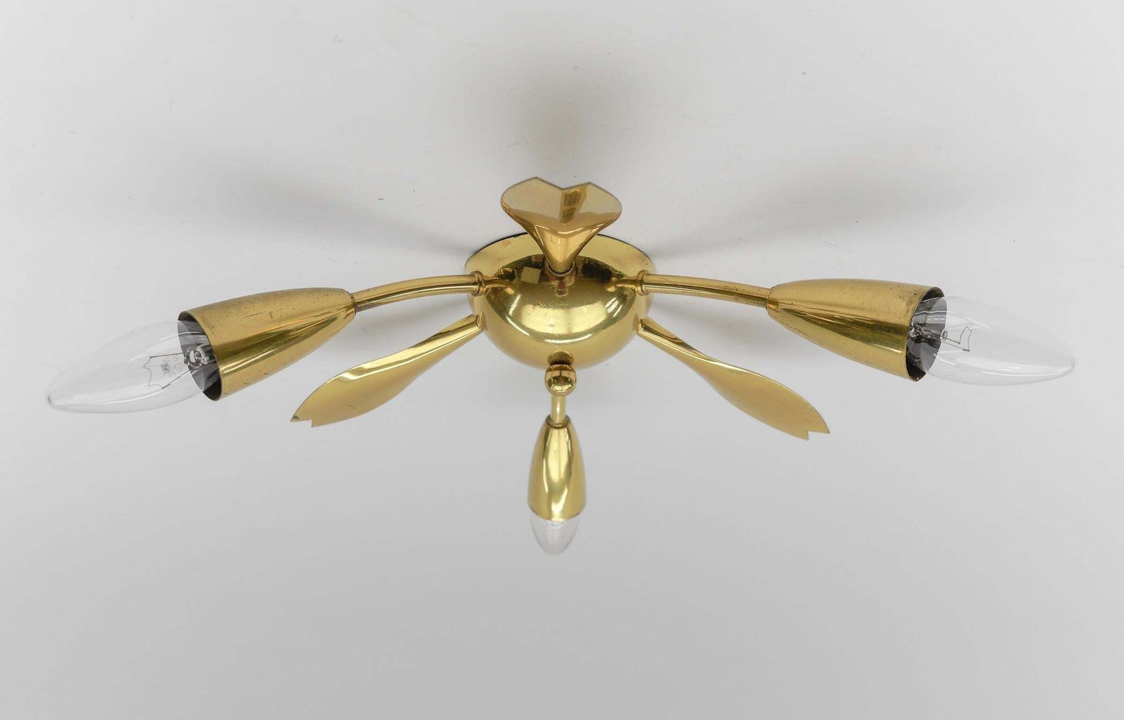 2. Of 4 Mid Century Modern 3 Armed Brass Sputnik Lamp, 1950s Austria photo furniture