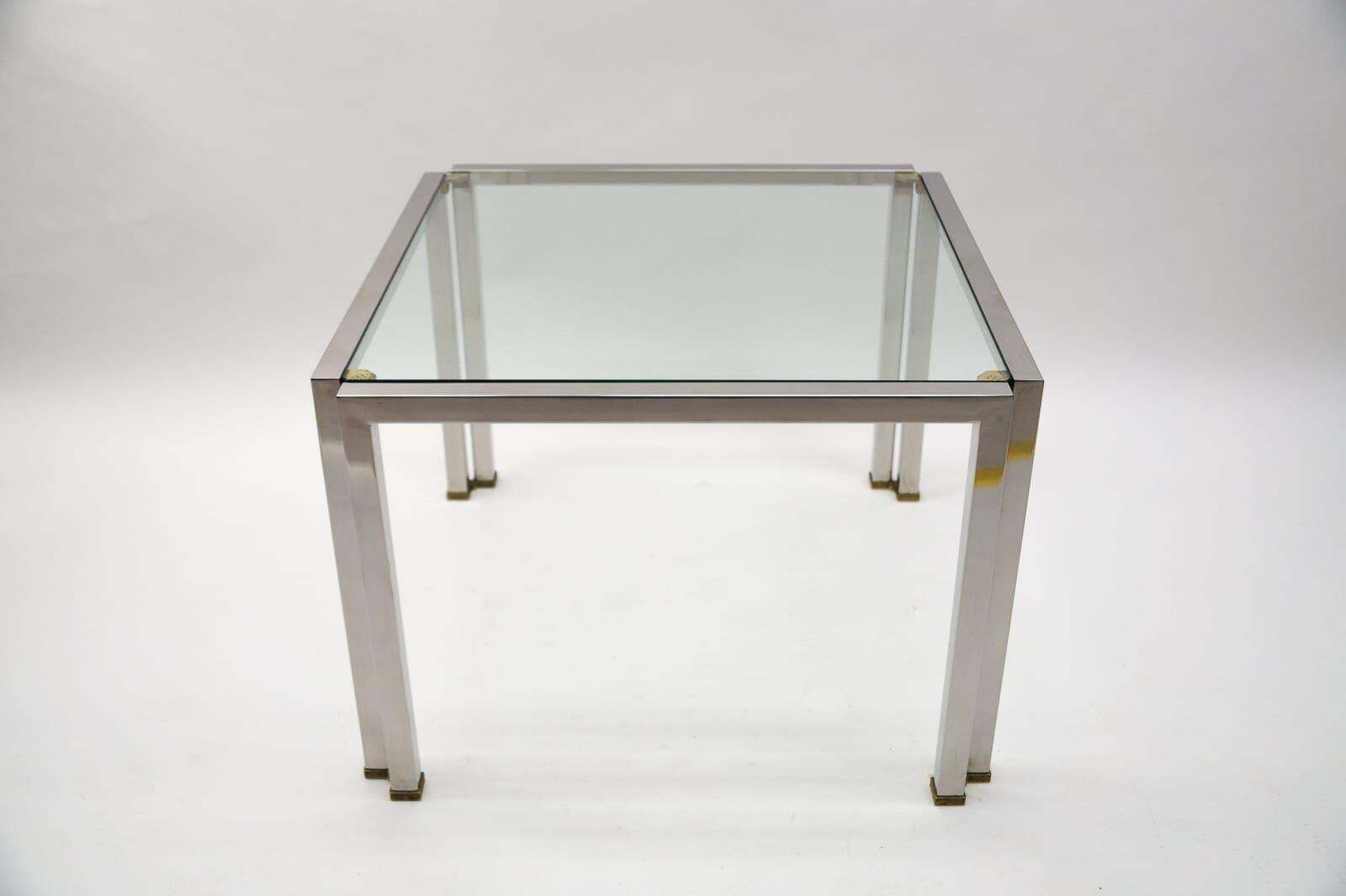 Pair Of Brass, Chrome And Glass T28 Coffee Tables By Peter Ghyczy, 1970s Germany photo Furniture