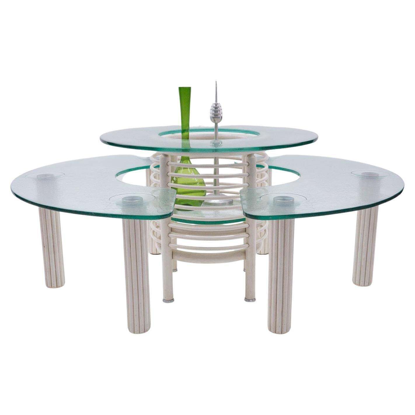 Rare Round 3 Object Tableset With Bottle Tray, 1980s Italy