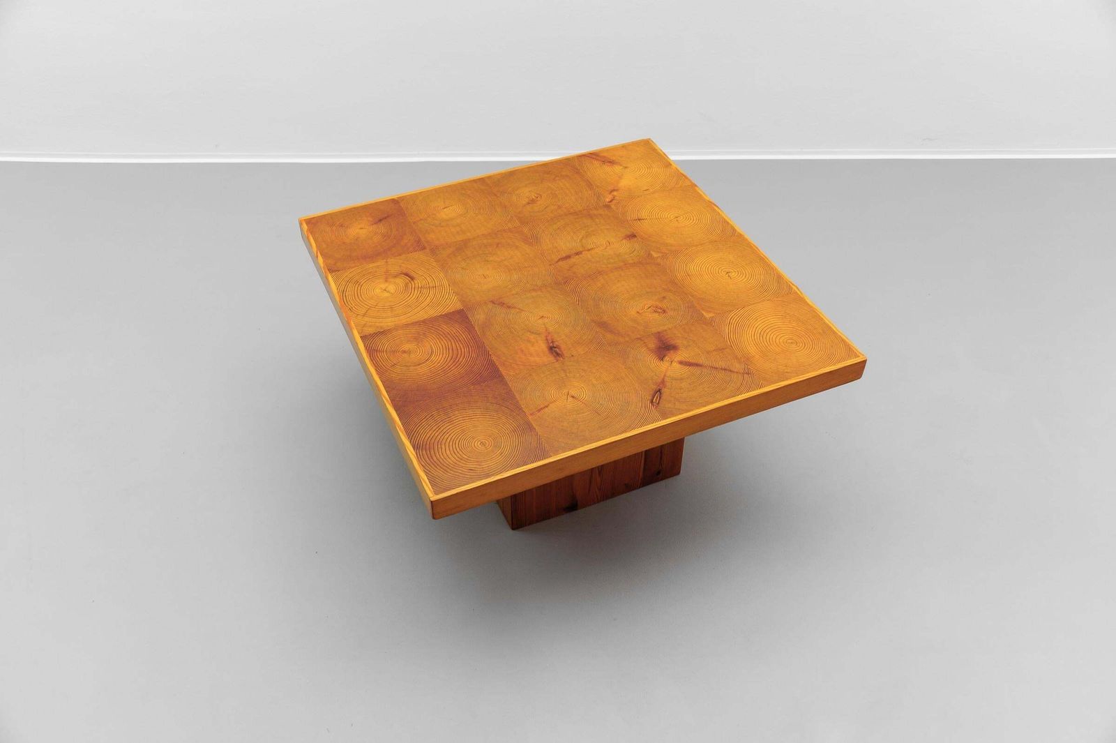 Mid Century Modern Square Pine Wood Coffee Table, Scandinavian Modern 1960s photo 1232.0
