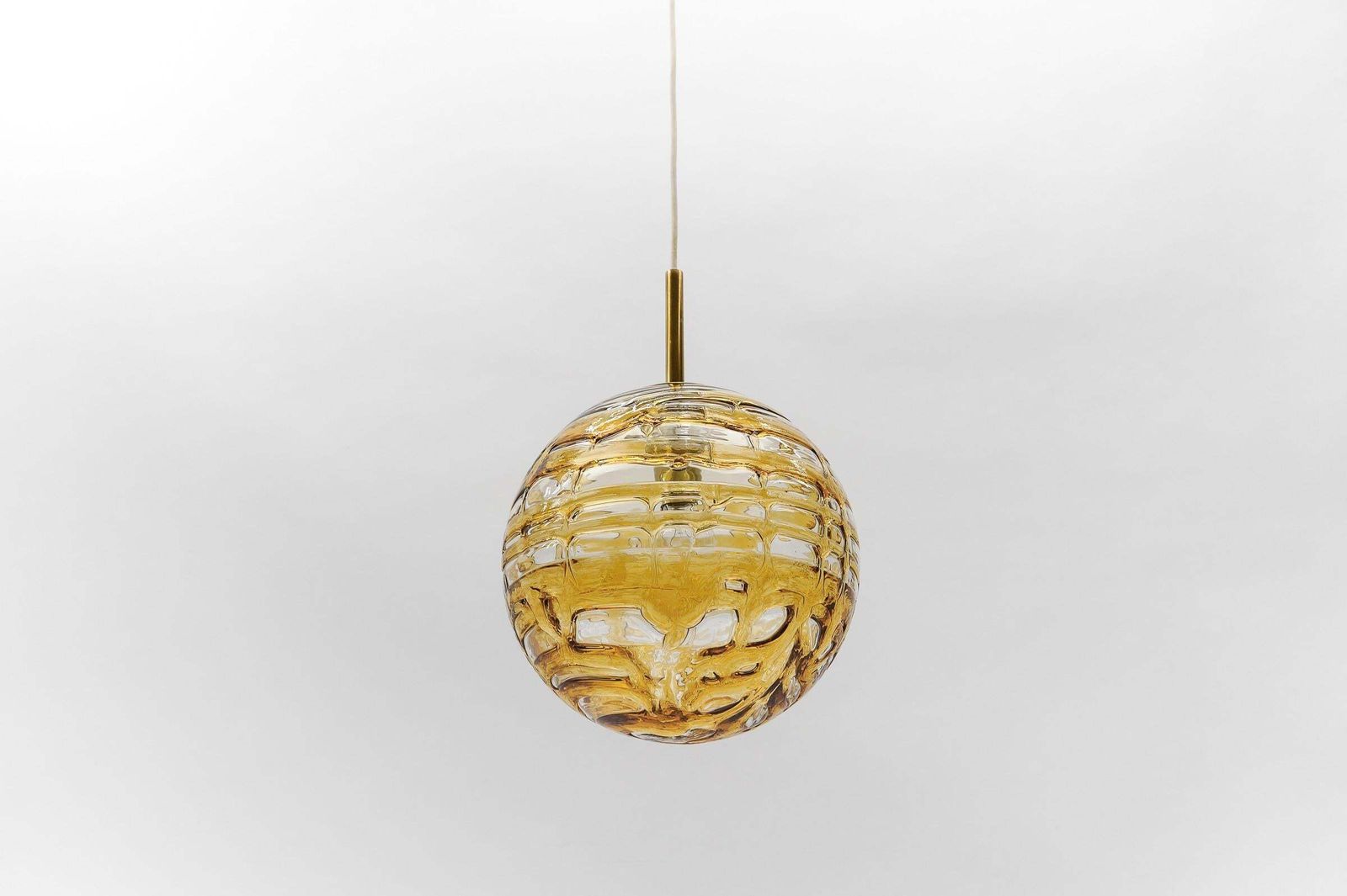 Beautiful Yellow Murano Glass Ball Pendant Lamp By Doria,   1960s Germany photo vinterior